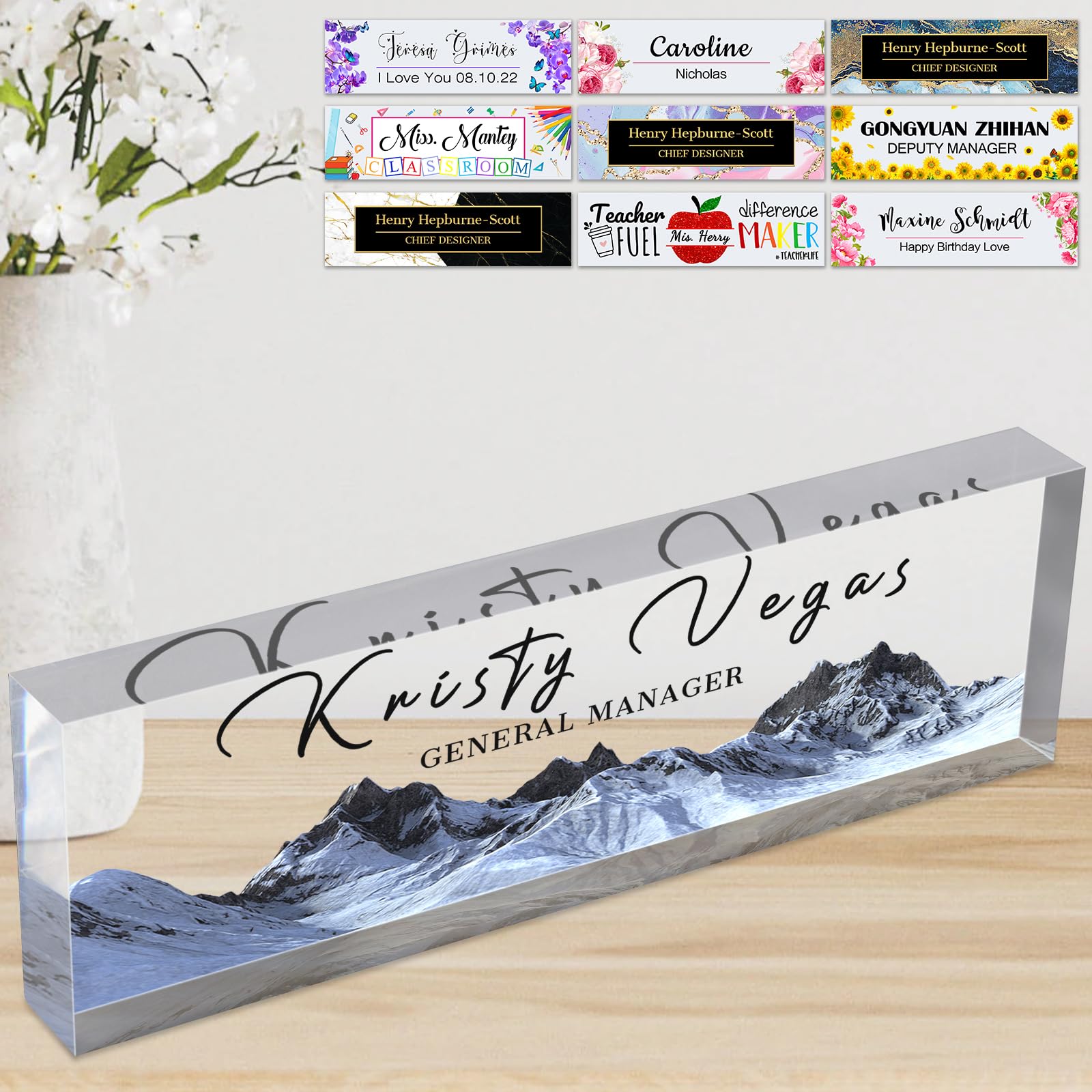 Desk Name Plate Personalized | Custom Name Plate for Desk | Customize Acrylic Name Plate Office Desk Accessories | Office Gifts for Boss Nurse Teacher