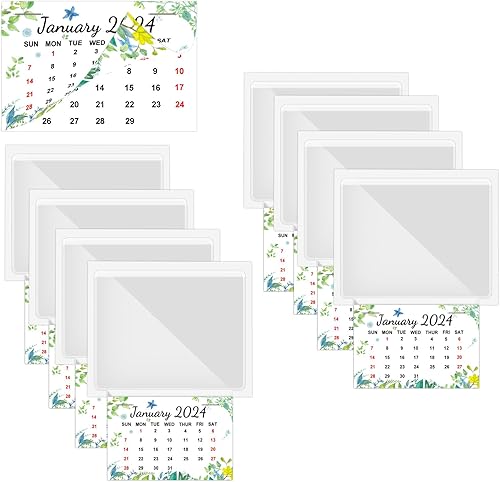 Calcomanías de calendario 2024 para colgar mini calendario, tarjetero, 2 en 1, calendario de coche, calendario de pared, con bolsillo transparente