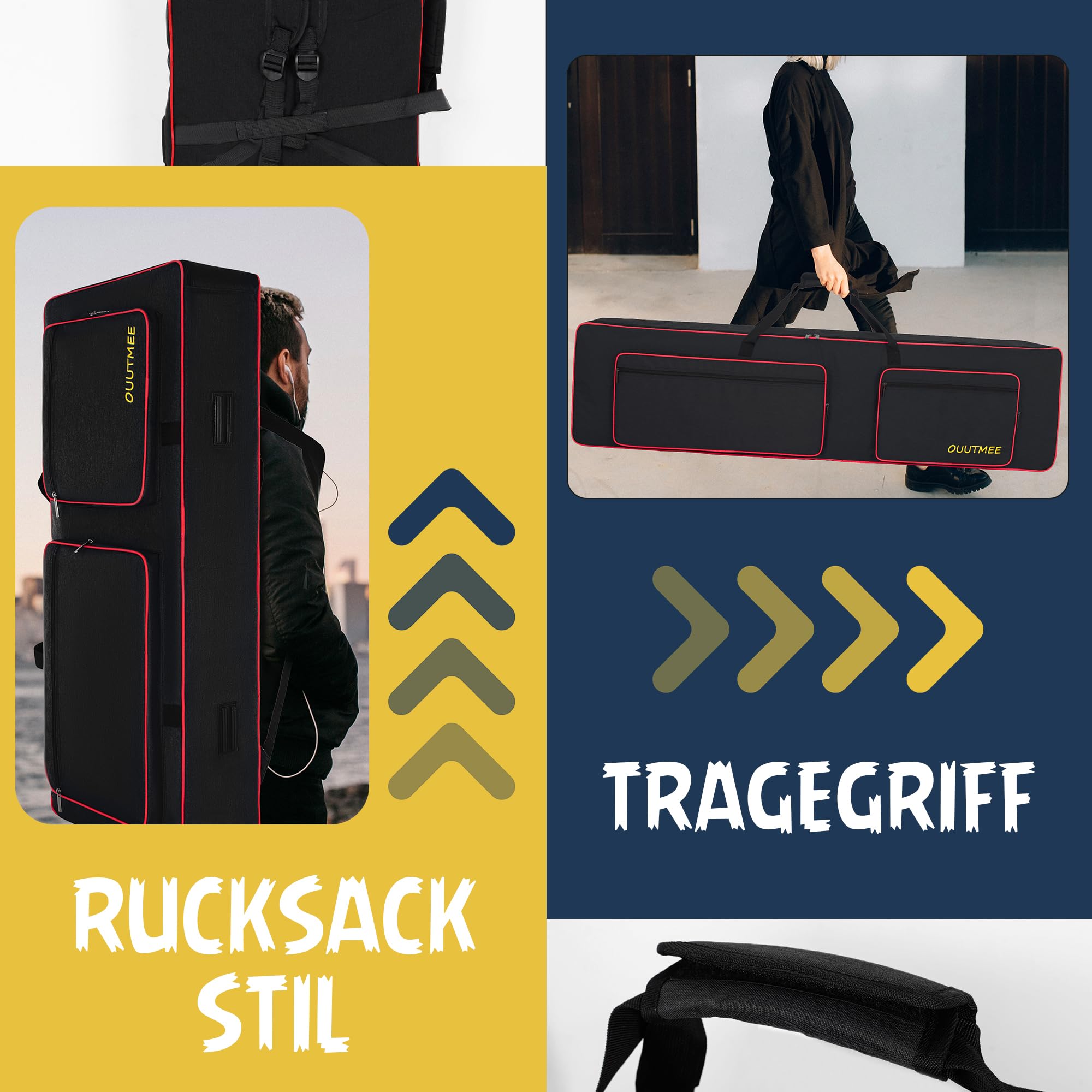Sac de transport Oxford 600D noir 61 notes piano électronique résistant aux chocs imperméable 4 coins