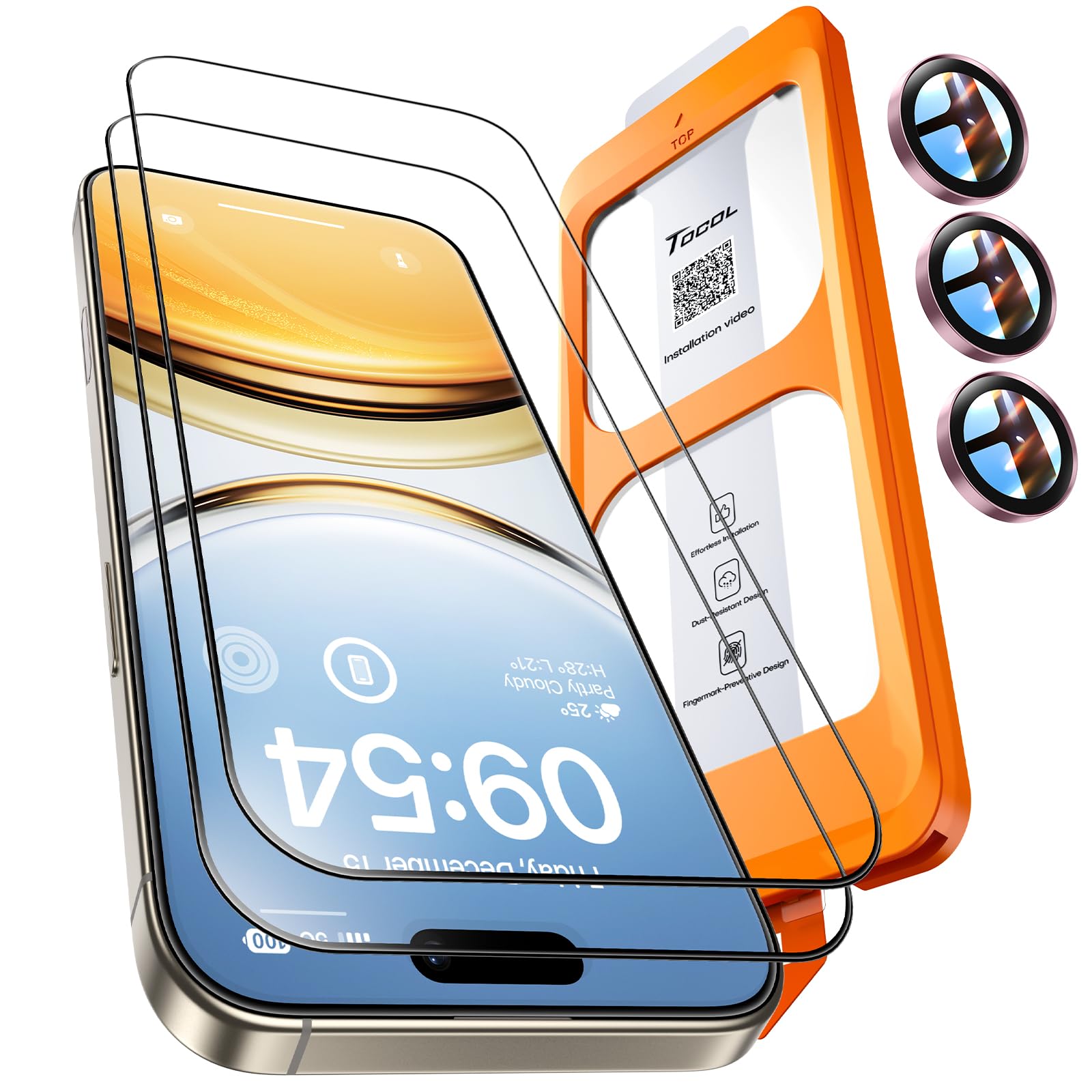 TOCOL Panzerfolie mit Kameraschutz für iPhone Serie