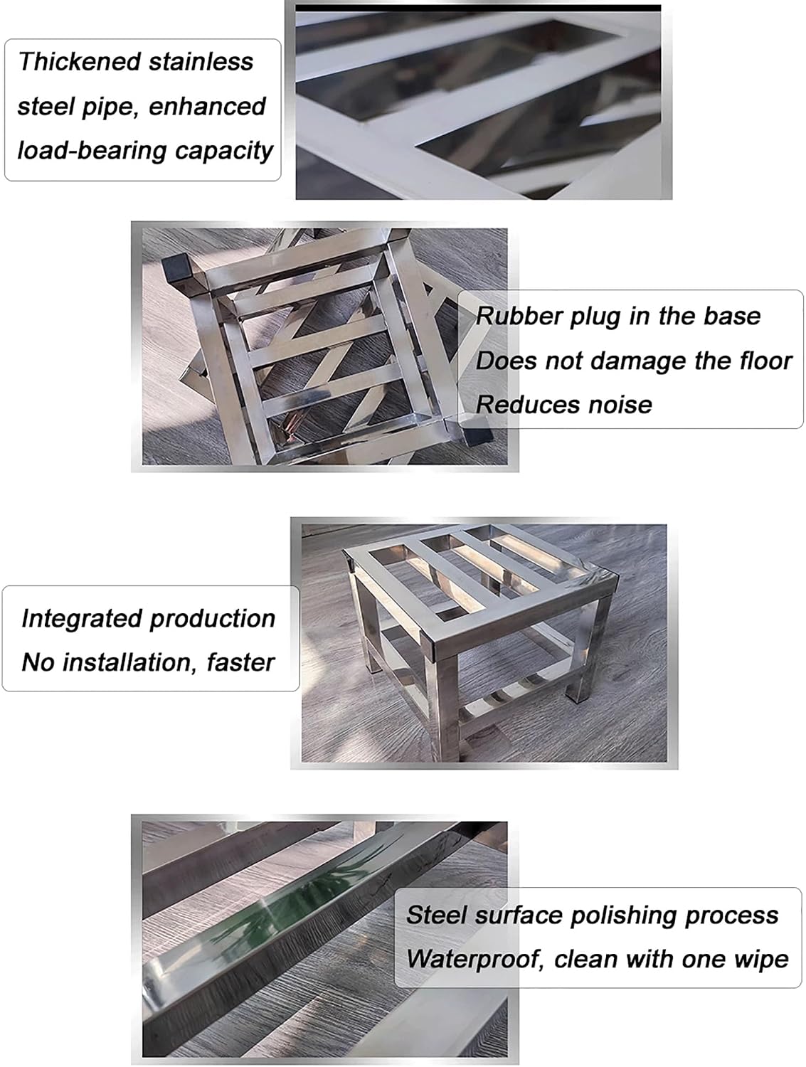 Heavy-Duty Stainless Steel Appliance Base Platform – 1100lb Capacity, Rustproof AC/Fridge/Dehumidifier Stand, Warehouse Storage Rack Base (20"x20"x8")