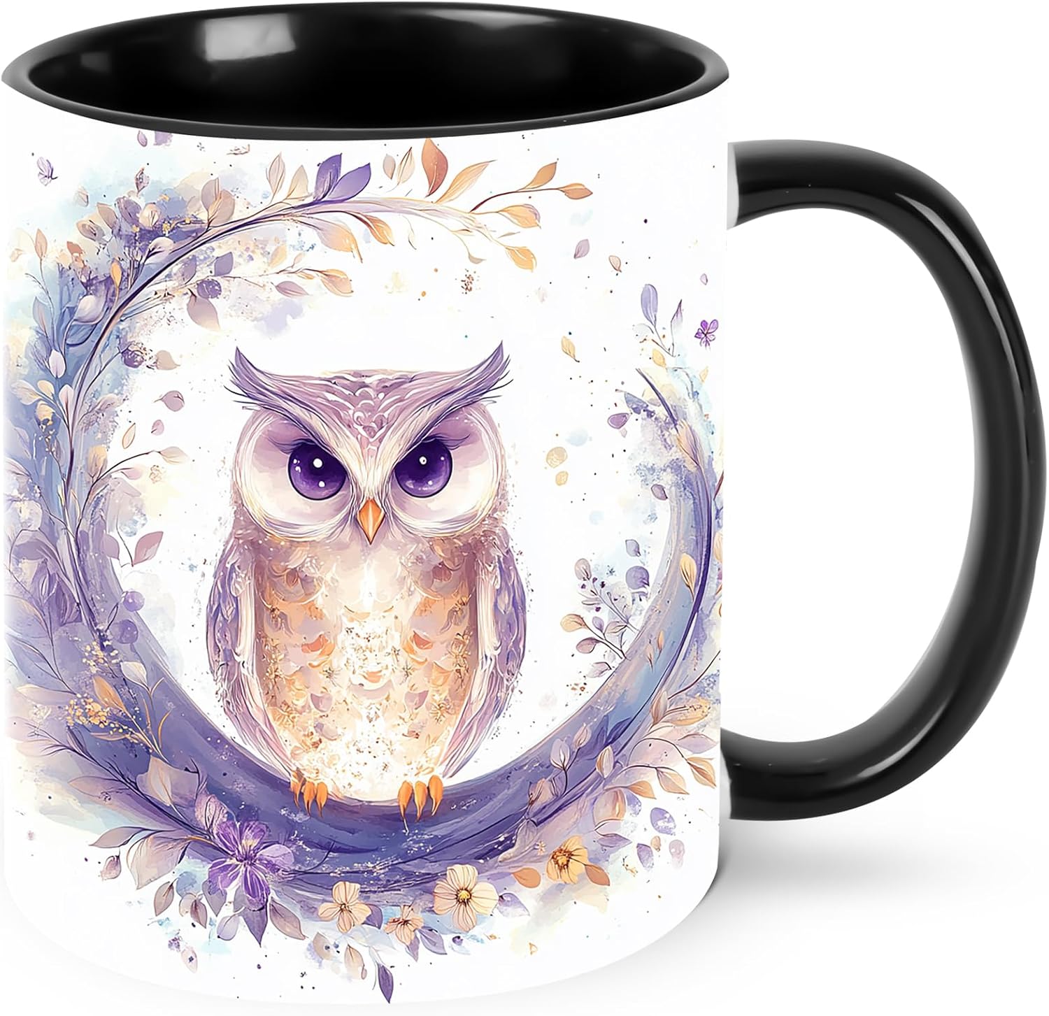 Owl Coffee Mug for Women Ceramic Tea Cup with Handle Funny Novelty Mugs Porcelain Mug Gift for Office Home 11oz
