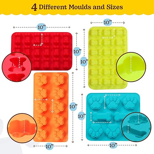 Miniatura 5 de BoneItUp Juego de golosinas caseras para perros, moldes de silicona, cortadores de galletas con recetas saludables aprobadas por veterinarios,