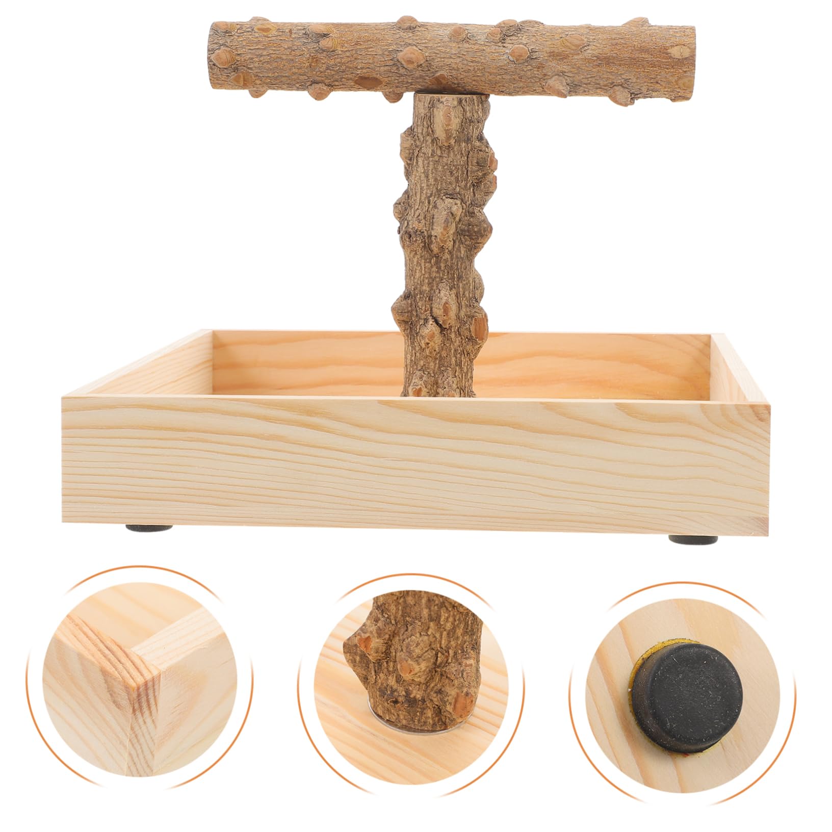 Toyvian Perchoir à Oiseaux en Bois Naturel pour Table Stable et Jeu pour Perruches