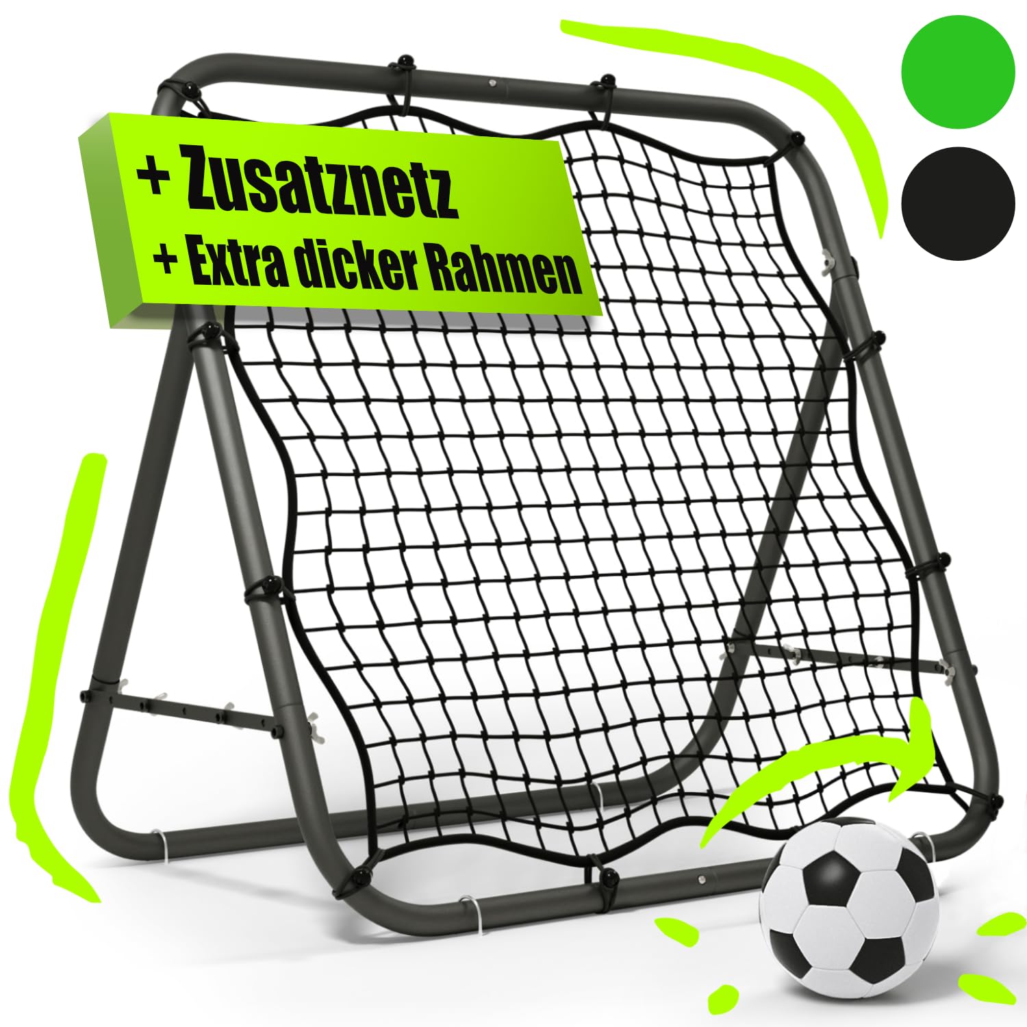 BENTSON Rebounder für Fußball Kinder und Profis I Inkl. Ersatznetz I Robuster Rahmen I Auch für Handball, Volleyball und Basketball I Rückprallwand Prellwand Fussball