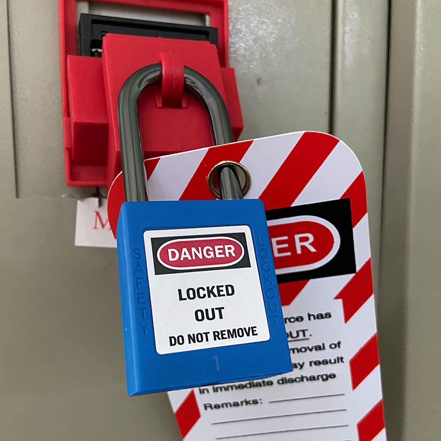SAFBY OSHA Loto - Candado de seguridad con llave diferente, candado seguro OSHA Loto para estaciones y dispositivos de bloqueo y etiquetado (azul 1-10)