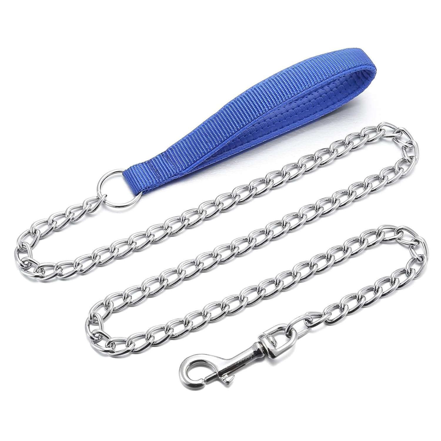 Petiry Chain Leash Metal Dog Leash Chrome Plated with Soft Padded Handle for Small Dogs.(S, Blue Handle) — image 1