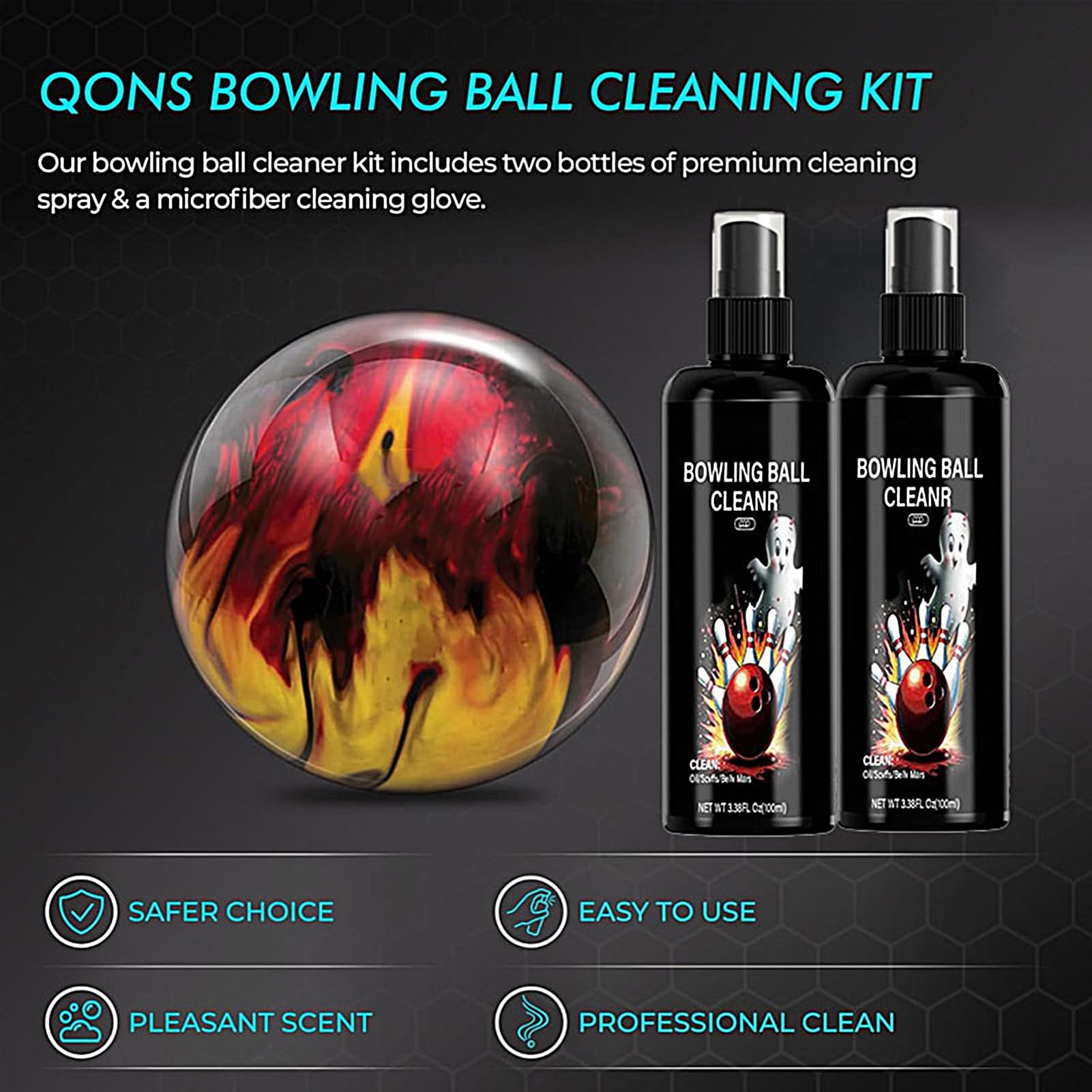 Générique Spray Nettoyant pour Boules De Bowling, Kit De Polissage pour Boule De Bowling, 100ml Spray De Nettoyage Produit d'entretien Portable pour Équipement Sportif