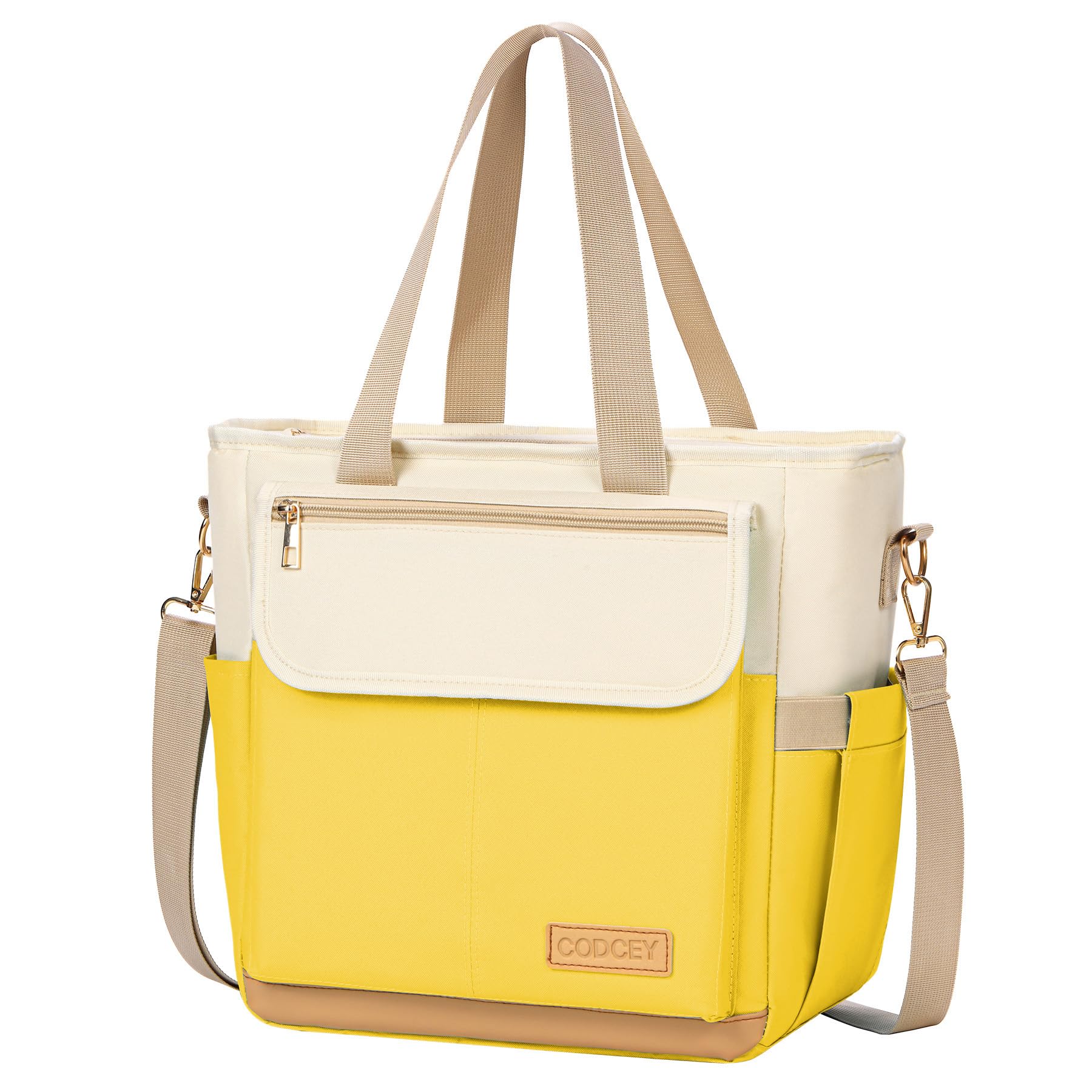 Codcey Lunch Box Lunch Bag Women, Leakproof Insulated Lunch Cooler Bag for Women, Large Lunch Tote Bags Adults(Yellow,16.2L)