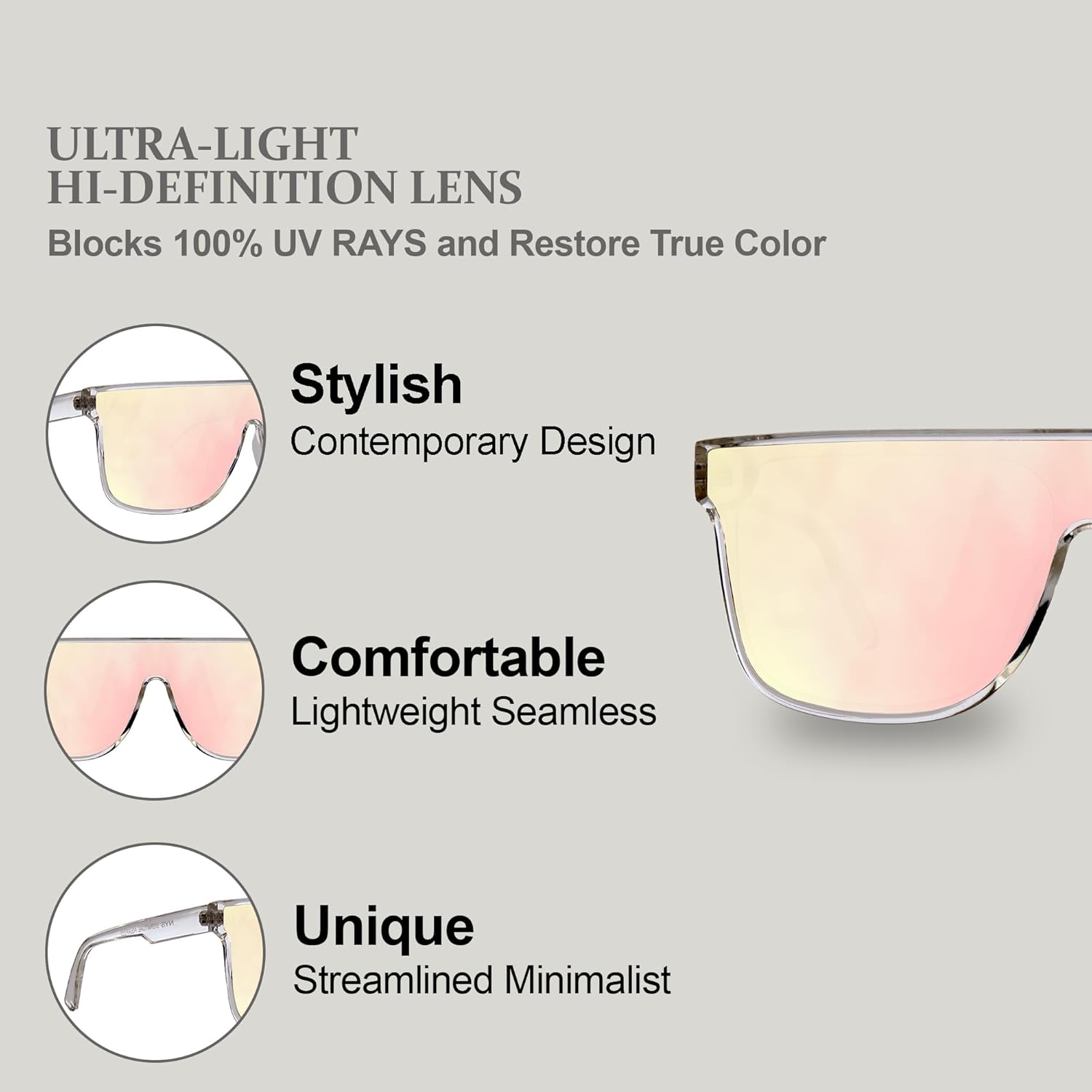 NYS Collection Polarized Sunglasses - Flat-Top Single-Lens, 100% UV Protection, Lightweight for Men & Women - Image 5