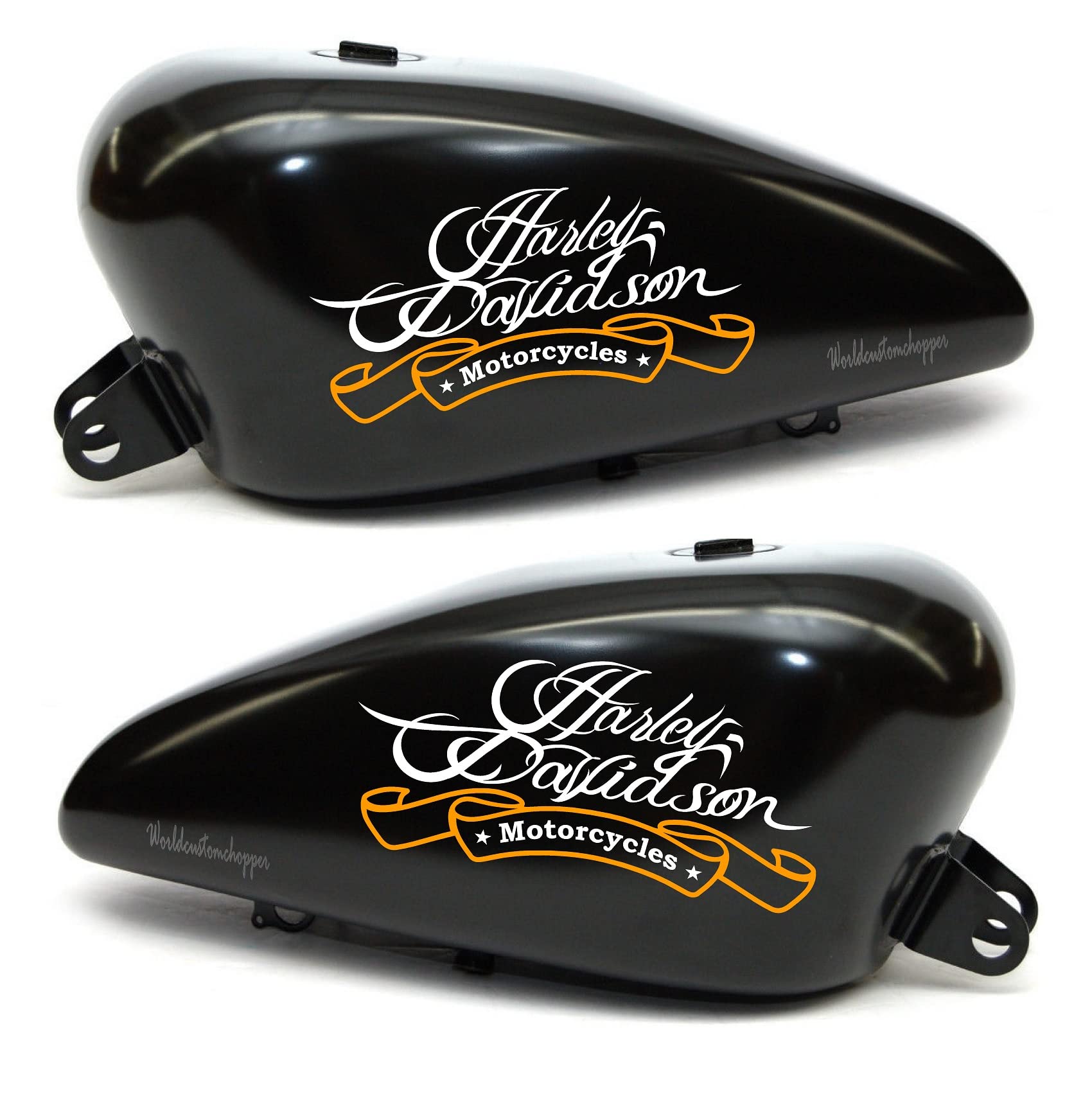2 Adesivi Stickers Casco Specchiati Cromo Oro Per Harley Davidson Motor Co. - Worldcustom