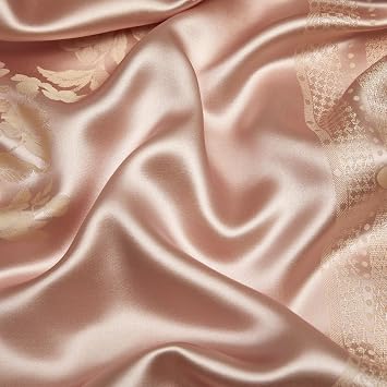 Decorative Elements in Baroque Rococo,Mulberry Silk Lyocell Duvet Cover Set,All Season 1600TC Luxury Jacquard Sheets Pillowcase Set (Champagne, Queen (U.S. Standard))