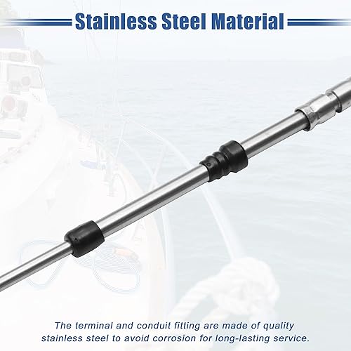 Miniatura 7 de uxcell Cable de caja de control remoto de cambio de acelerador marino de 11 pies 11.2 ft de 134 pulgadas para motor fuera de borda Sistema