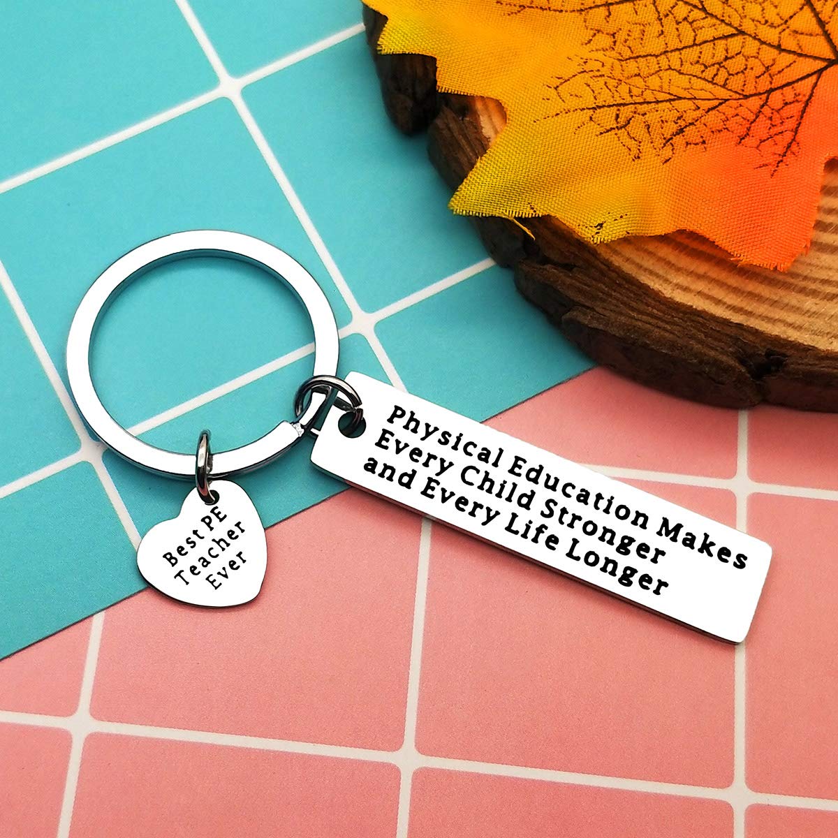 Ciyumu PE Teacher Appreciation Gifts for Women Men Gym Teacher Keychain Birthday Thanksgiving Christmas Graduation Retirement Gifts for PE Teacher from Student Stainless Steel Keyring