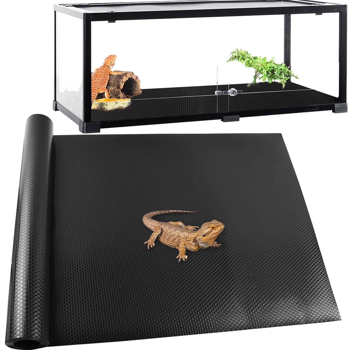 Alfombra de reptiles de tamaño grande de 24 x 118 pulgadas, alfombrilla para reptiles, dragón barbudo, suelo de tanque de dragón barbudo, ropa de cama de serpiente, accesorios de tanque de