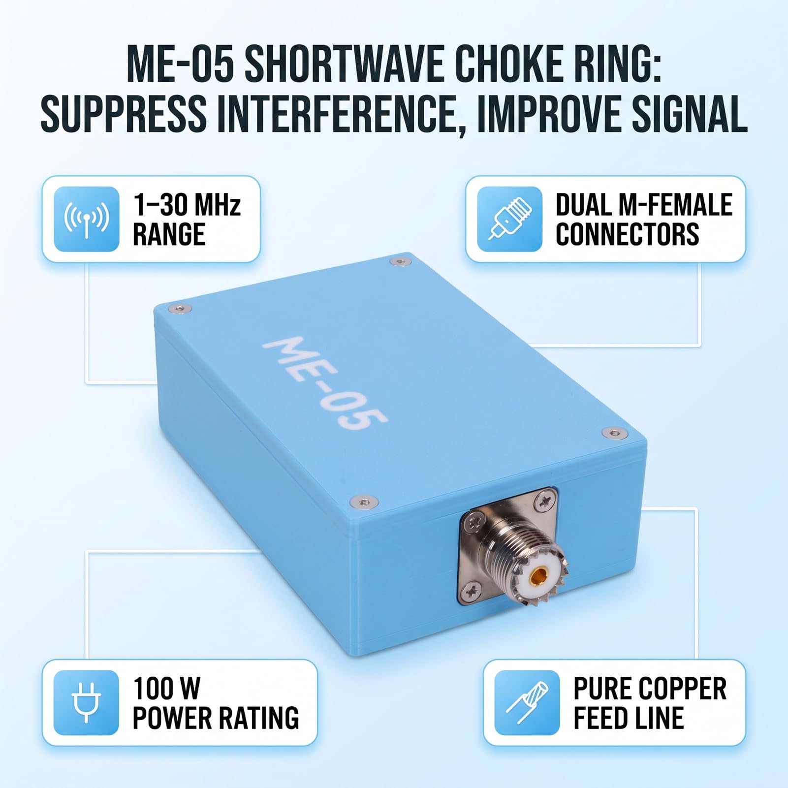 ASHATA Shortwave Choke Ring FT8 100W 1-30MHz Zakres