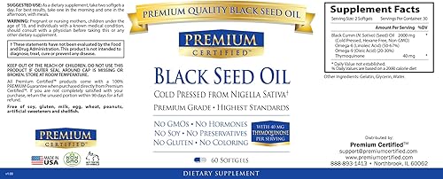 Miniatura 7 de Aceite de semilla negra  Nigella sativa prensada en frío extra fuerte, sin OMG, 2% de timoquinona, 60 cápsulas blandas, salud inmunológica,
