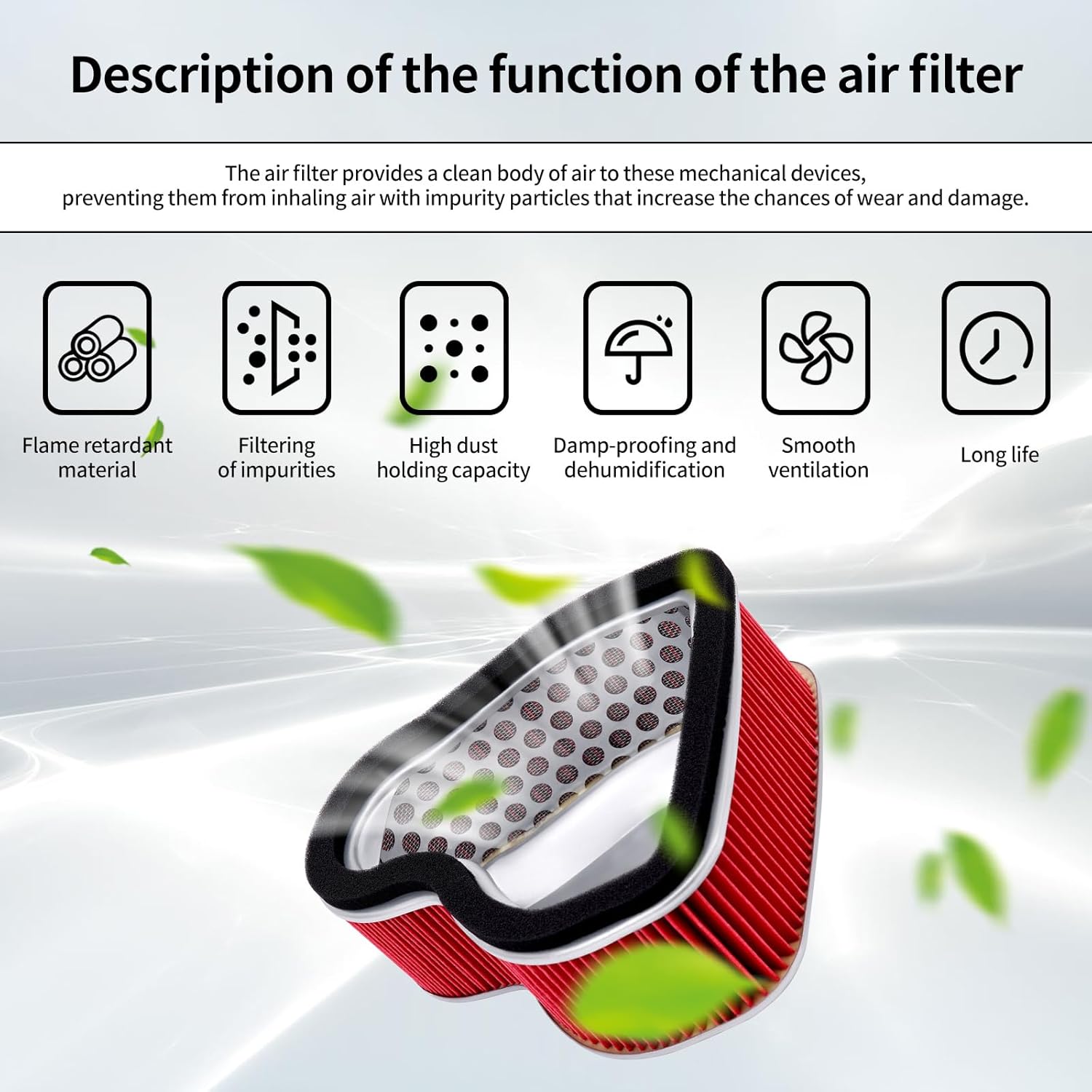 Motorcycle Air Filter Compatible With Honda VTX1300C VTX1300R 2004-2009 VTX1300T 2008-2009 VTX1300S 2004-2008 VTX1300S Retro SC52 2003-2007