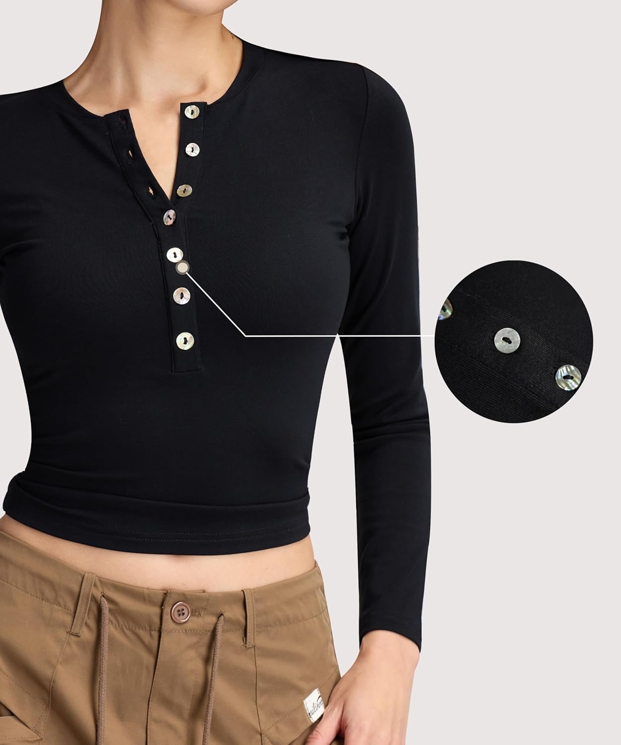 Women 2025 Henley T Shirts Ribbed Button Slim Fit Basic Casual T Shirts Going Out Trendy Outfits Basic Tops Blouse - Image 3