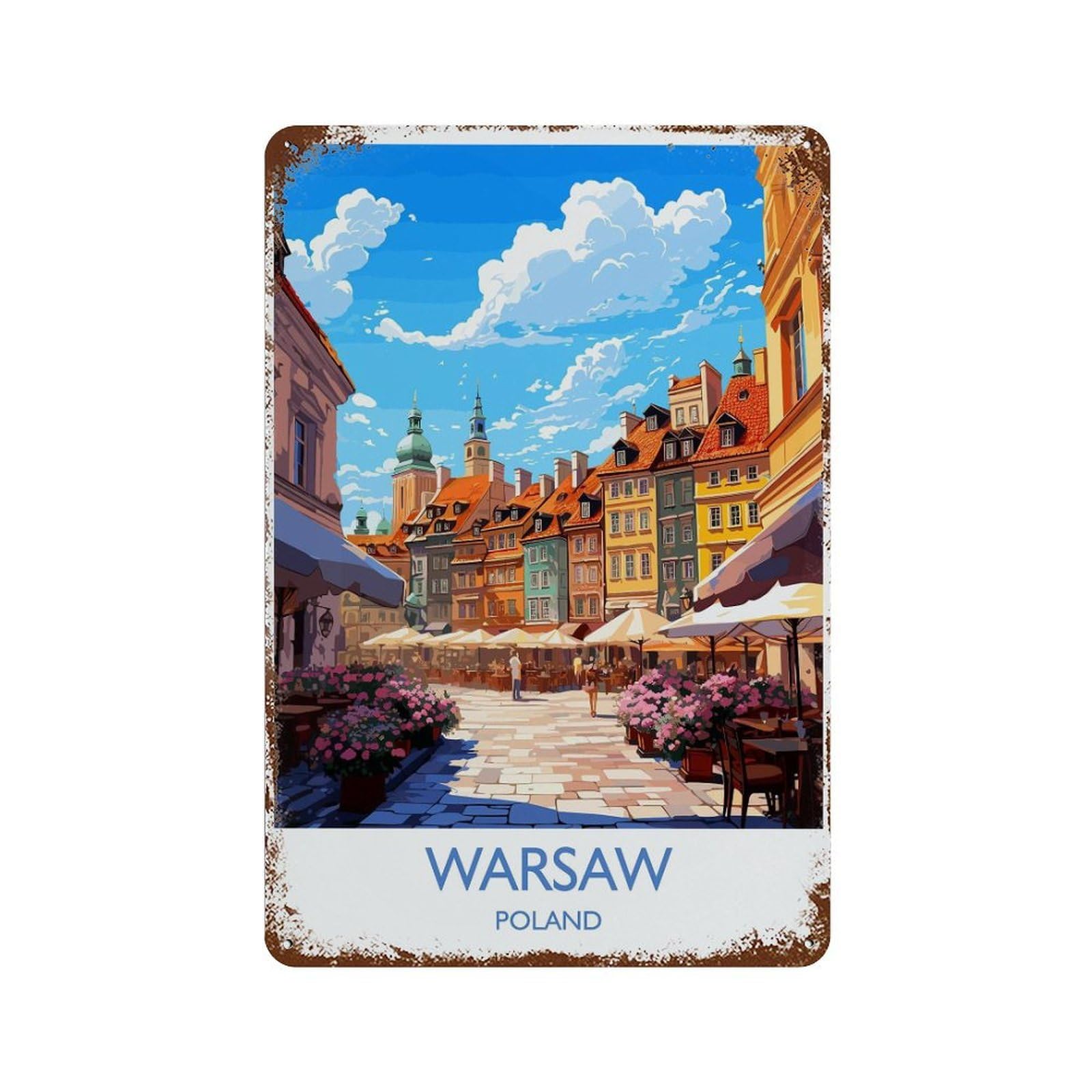 xiaoxiaoshen Warsaw Travel of Poland Gift Lovers (3) Wall Decor Art Metal Tin Poster Modern Home Decor Art Home Bar Shop Decorations Vintage Sign 30x20cm