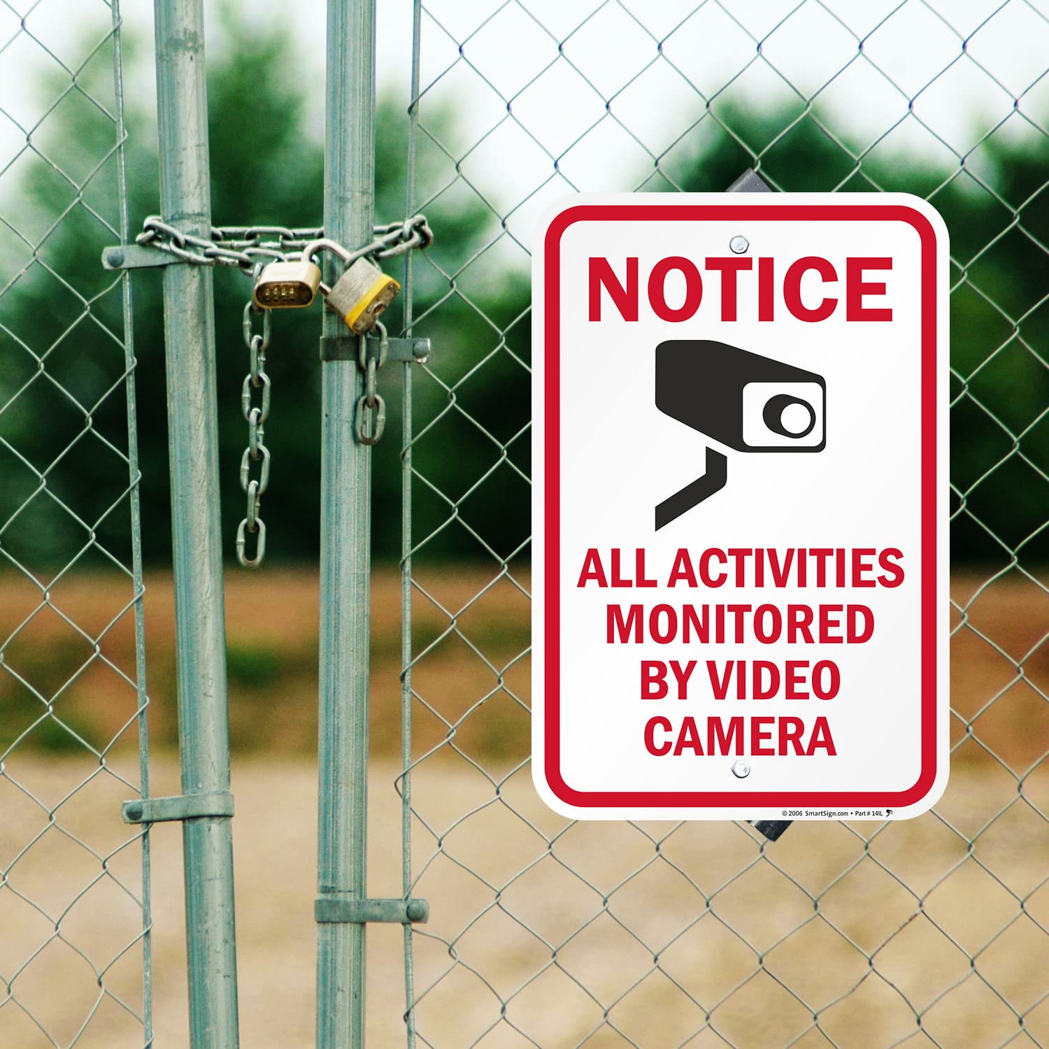 smartsign Seguridad Sign, Legend"Aviso: todas las actividades monitorizados por cámara de vídeo, Black/Rojo sobre Blanco