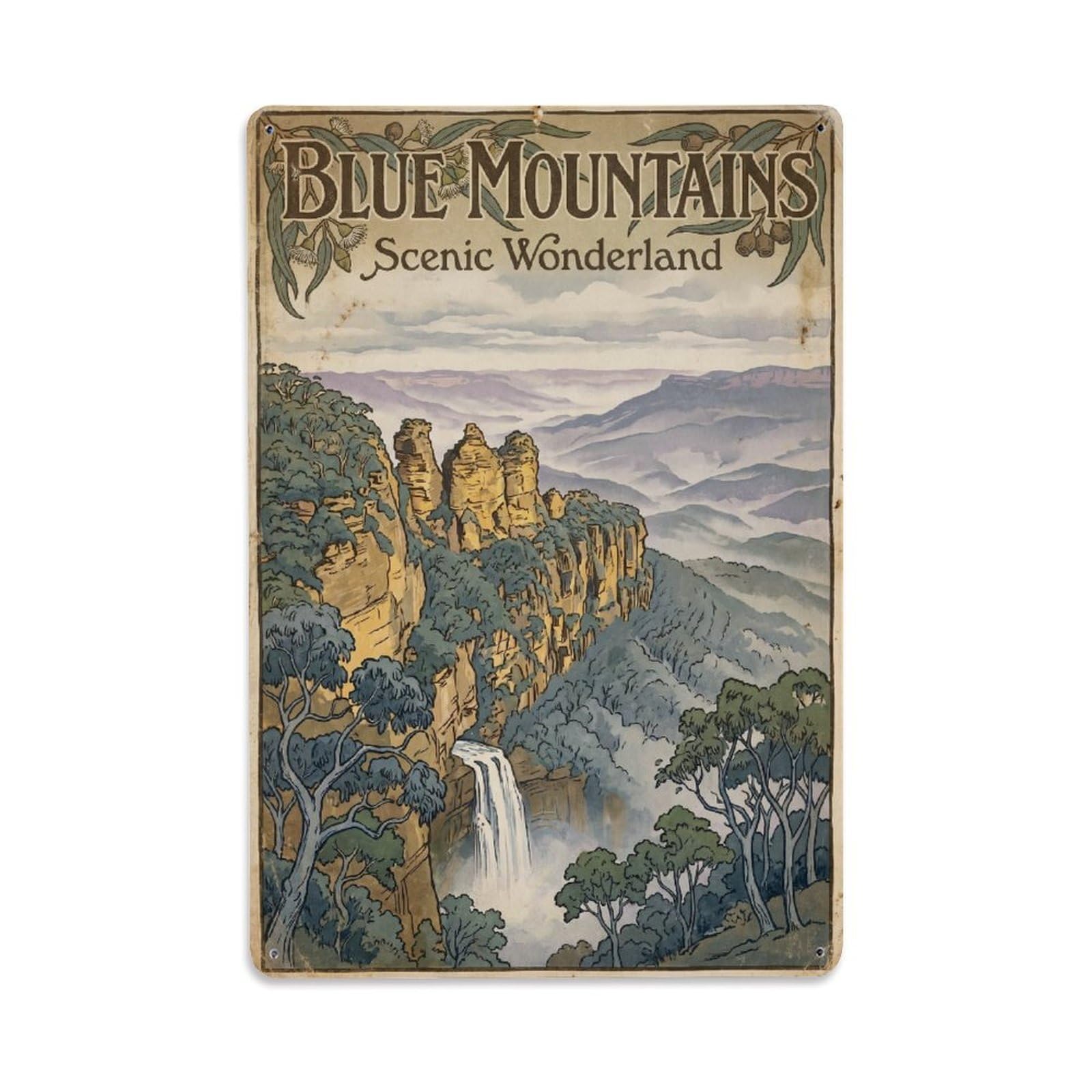 Metal Tin Sign Travel Australia Blue Mountains Retro