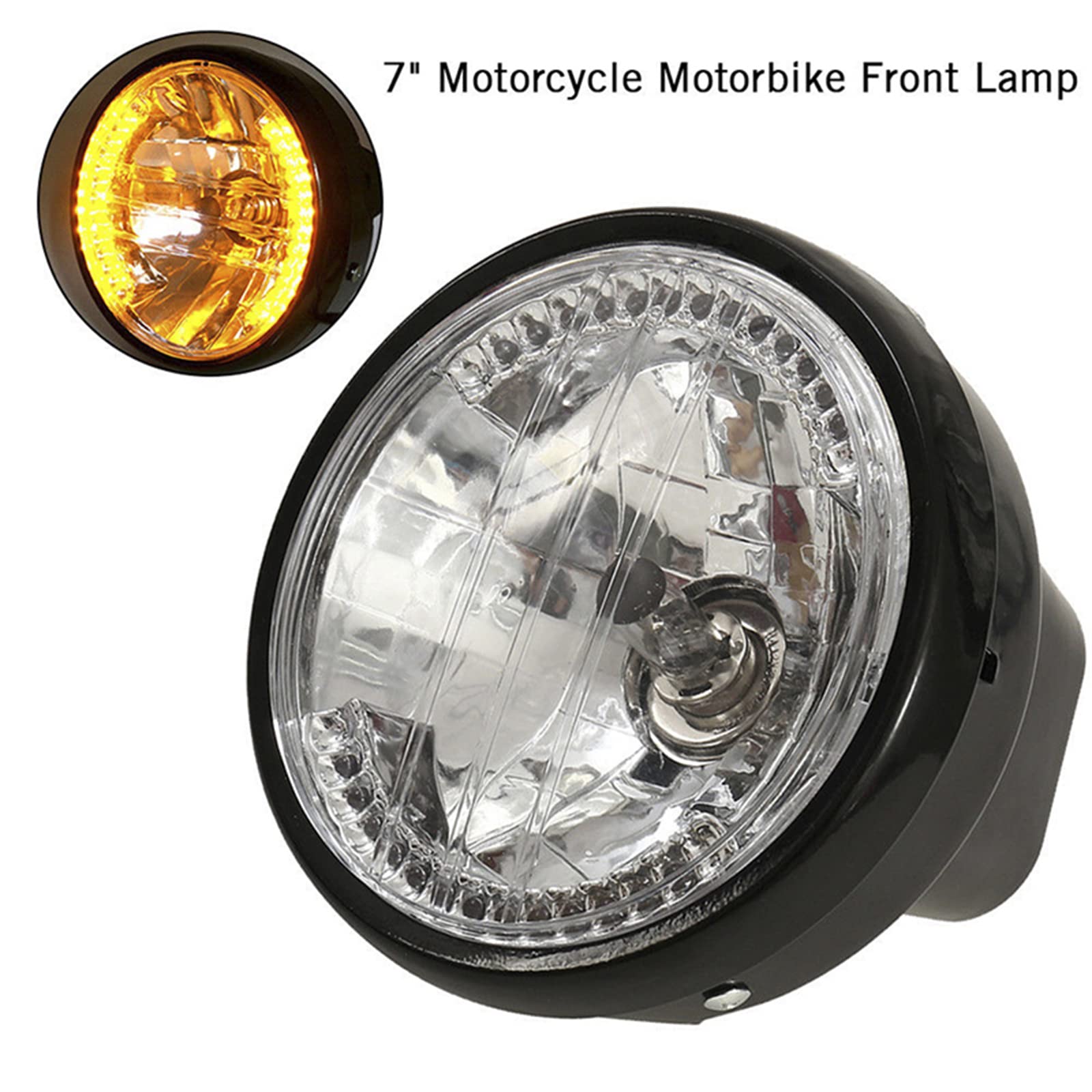 Faro Per Moto Universale Da 7 Pollici H4 35W LED Lampada Frontale 9 Fili Indicatore Di Direzione Staffa Di Montaggio Per Luce Nera