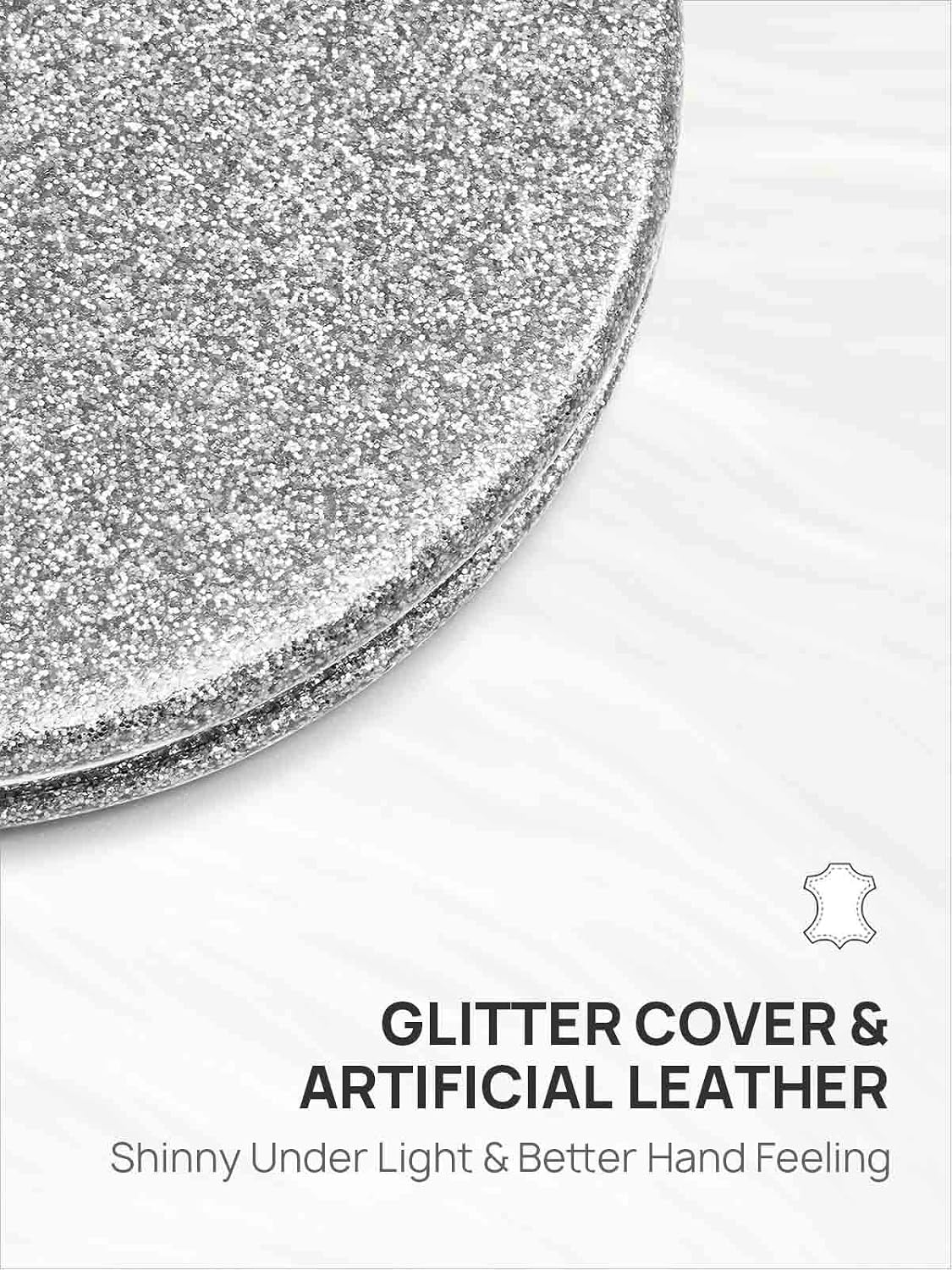 OMIRO Compact Mirror, Round PU 1X/3X Magnification, Ultra-Portable for Purses and Travel,Silver