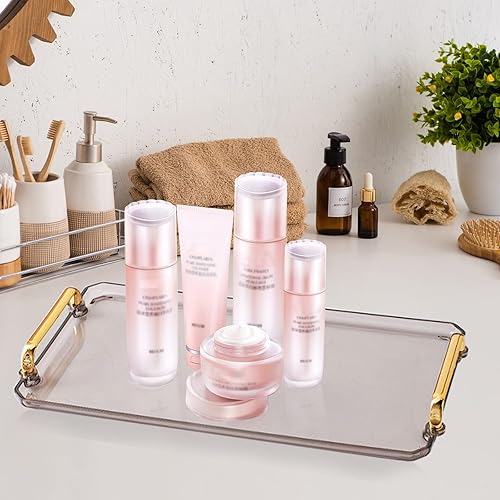 Miniatura 5 de Paquete de 2 bandejas pequeñas y grandes para servir con asas, bandeja transparente para joyas, bandeja de plástico para servir para fiestas,