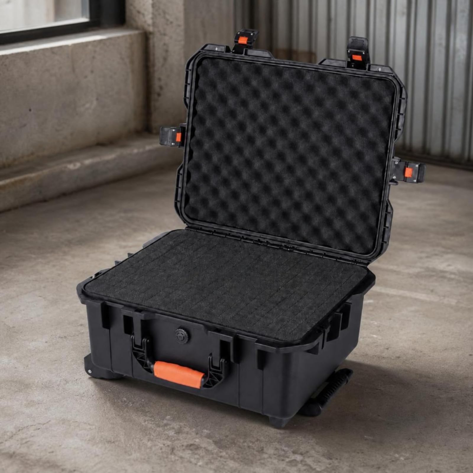 Maletín Rígido Seguro Maletín Protector con Pestillos Portable Estuche Rígido para Rescates, Viajes, Sin Asa Retráctil con Espuma De Rejilla