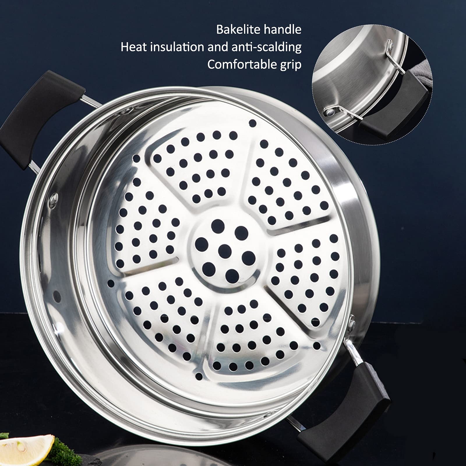 AIZYR Dampfgartopf Aus Edelstahl 304 Dampfkochtopf Soße Mit Gehärtetem Glasdeckel Für Tamale, Gemüse, Knödel,30cm