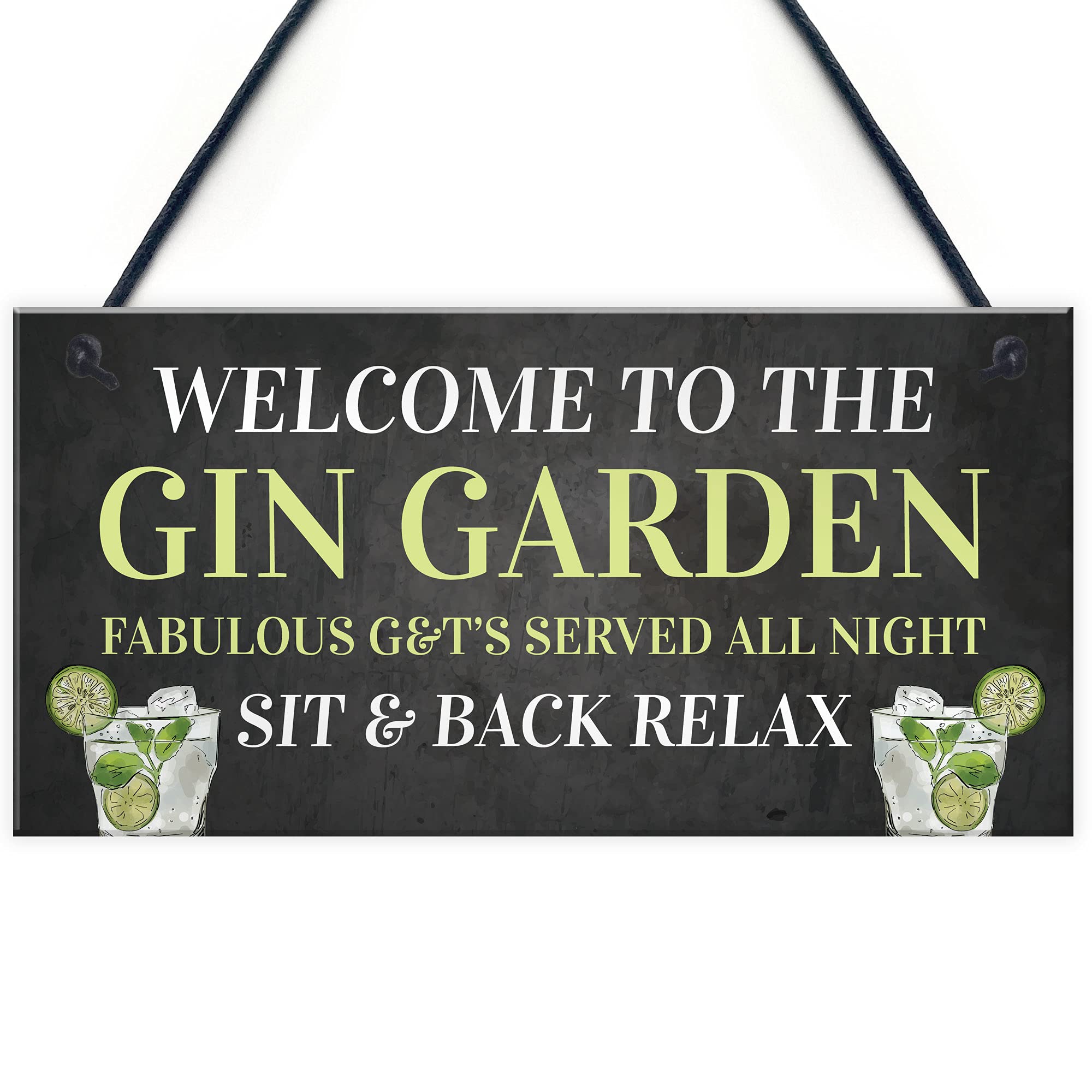 Welcome To The Gin Garden Hanging Home Bar Pub Sign Gift For Her