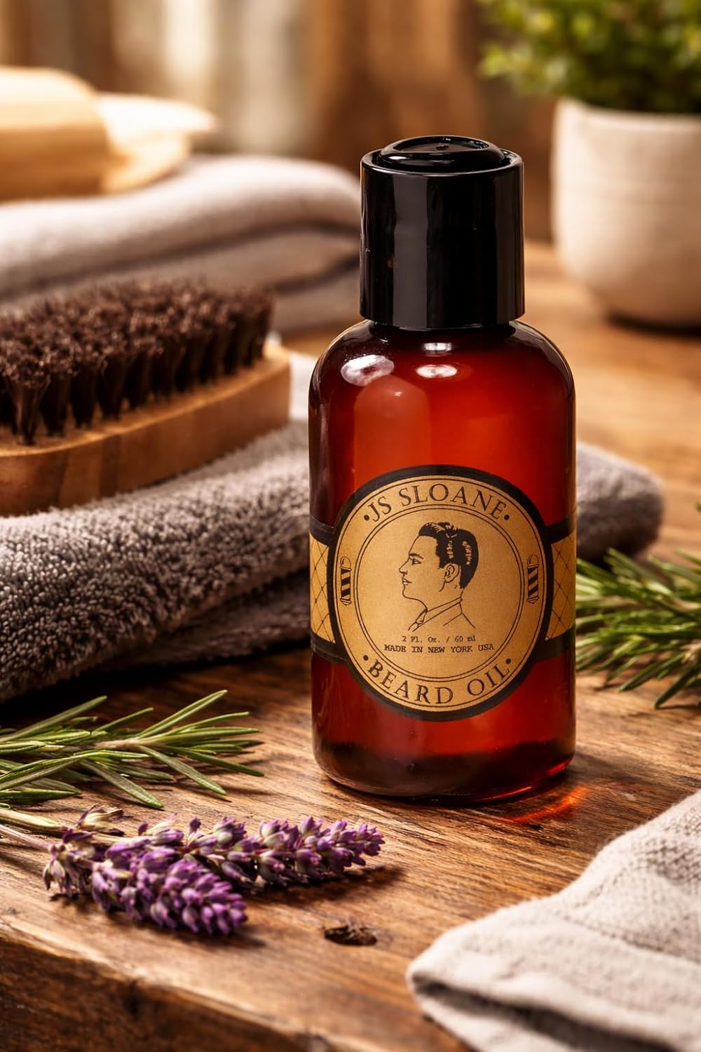 JS Sloane Beard Oil for Men – Conditioning & Moisturizing Beard Oil, Promotes Healthy Growth, Softens & Adds Shine, Vitamin E & Lavender Formula, 2 oz
