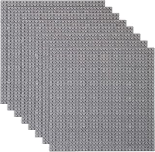 LVHERO Classic Gray Baseplates 10x10in Pack of 8 - 100% Compatible with Major Building Bricks Brands for Creative Builds