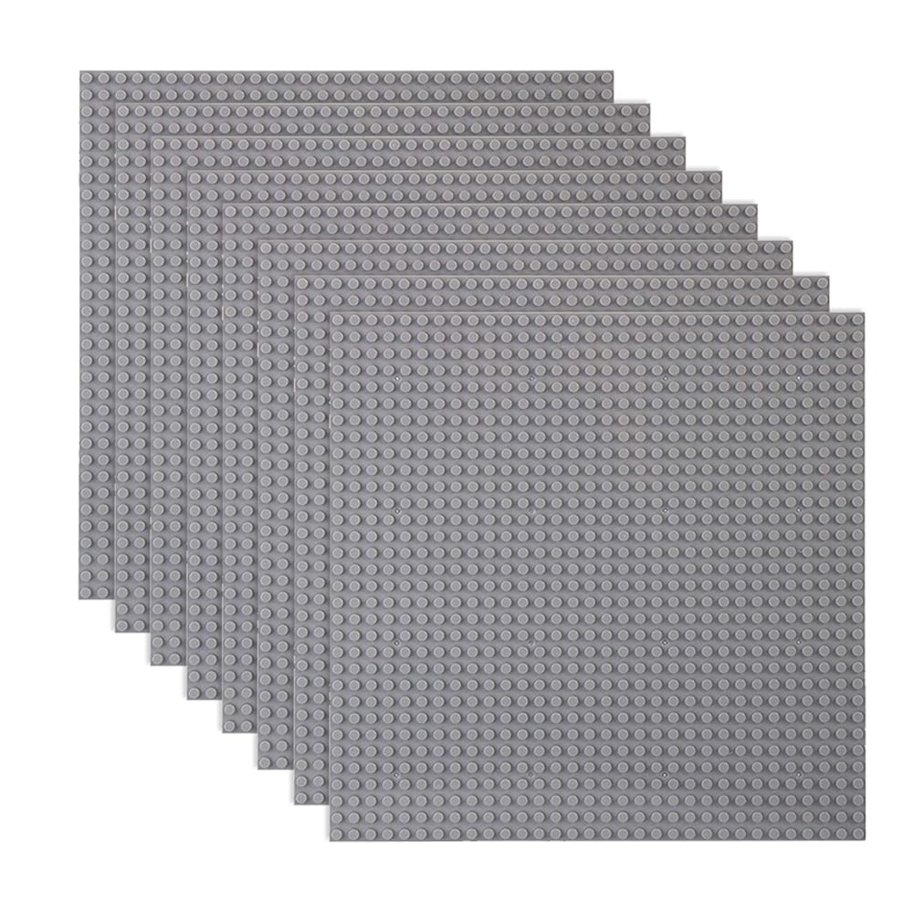 LVHERO Classic Baseplates Building Plates for Building Bricks 100% Compatible with All Major Brands-Baseplate, 10in x 10in, Pack of 8 (Gray)