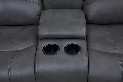 Miniatura 86 de Betsy Furniture 8018 - Juego de sillón reclinable de cuero reconstituido, para sala, sofá reclinable, sofá de dos piezas y sillón de cuero