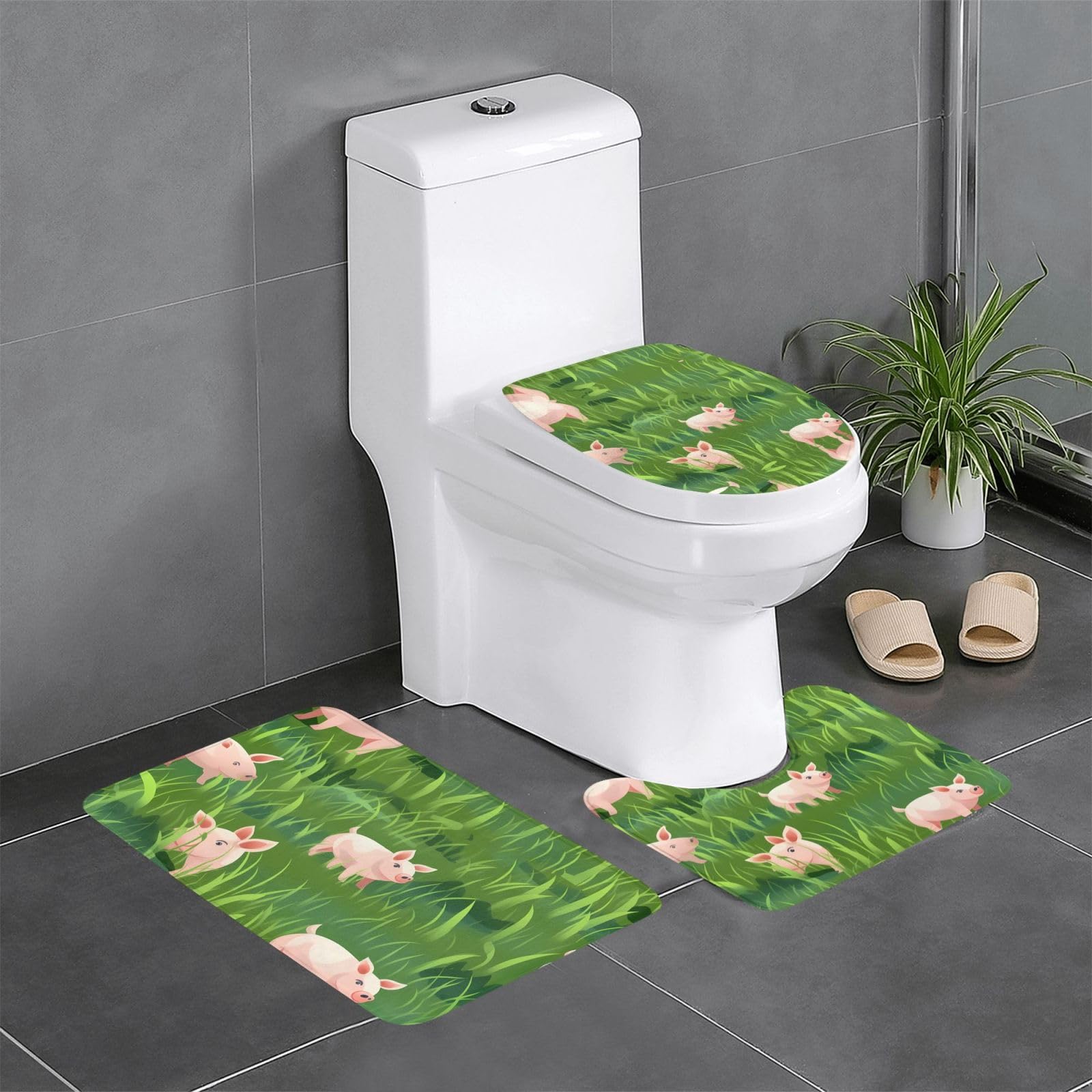 Tapis de salle de bain pour coiffeuse et WC set de 3 tapis doux ovale