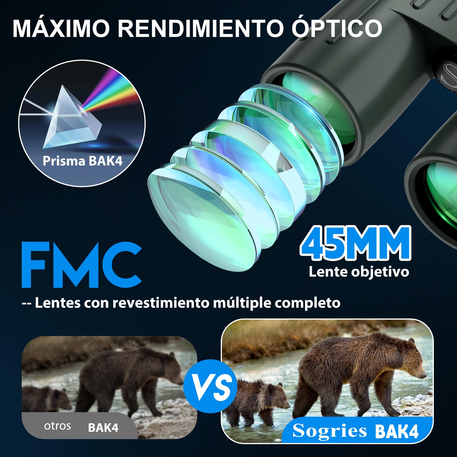 Kits de prismáticos HD de 14 x 45 para Adultos, de Alta Potencia con Adaptador de teléfono, trípode y Adaptador de trípode, prismáticos Impermeables y de Gran visión para observación de Aves, Caza