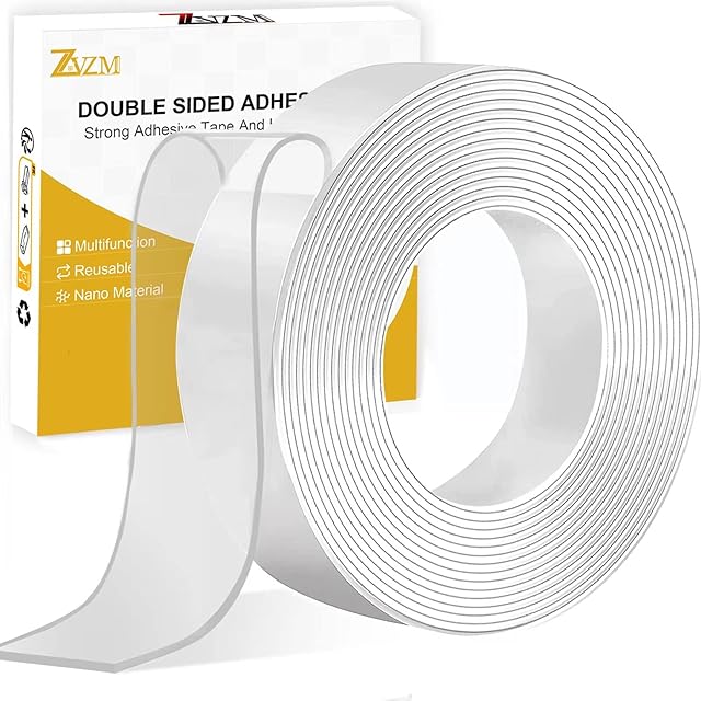 ZVZM 5 M Double Sided Tape Heavy Duty, Nano Adhesive Tape, Multipurpose Transparent No-Trace Removable Glue Tape, Washable Strong Sticky Wall Tape Strips for Picture Hanging, Carpet Glue.