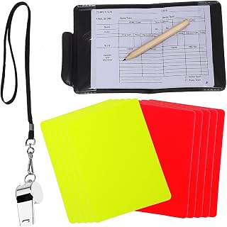 BESTonZON Standard Referee Kit with Red Yellow Cards, Whistle and Scorebook