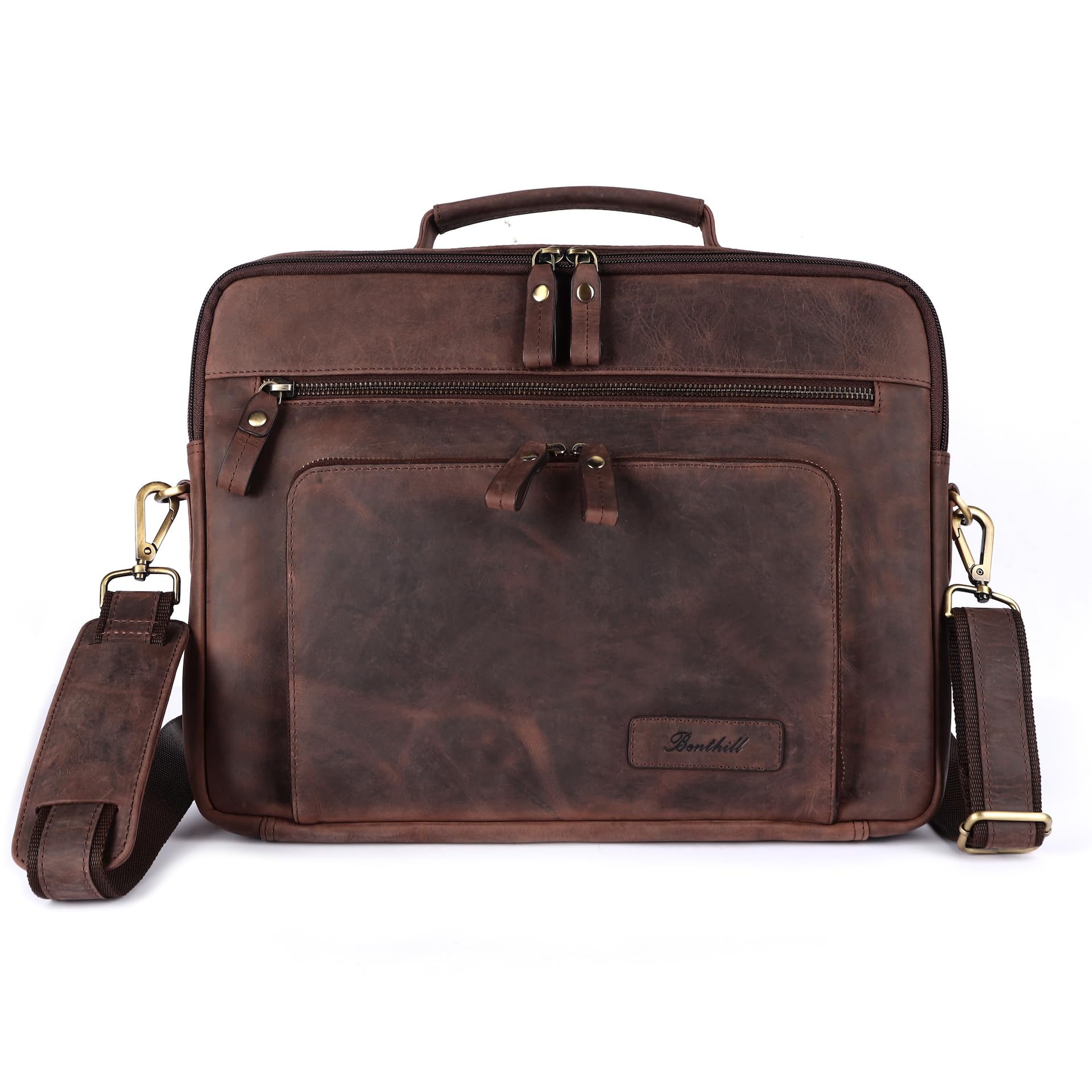 Benthill borsa per laptop vera pelle I borsa a tracolla per laptop I valigetta per notebook I Donna e Uomo borsa I borsa per notebook