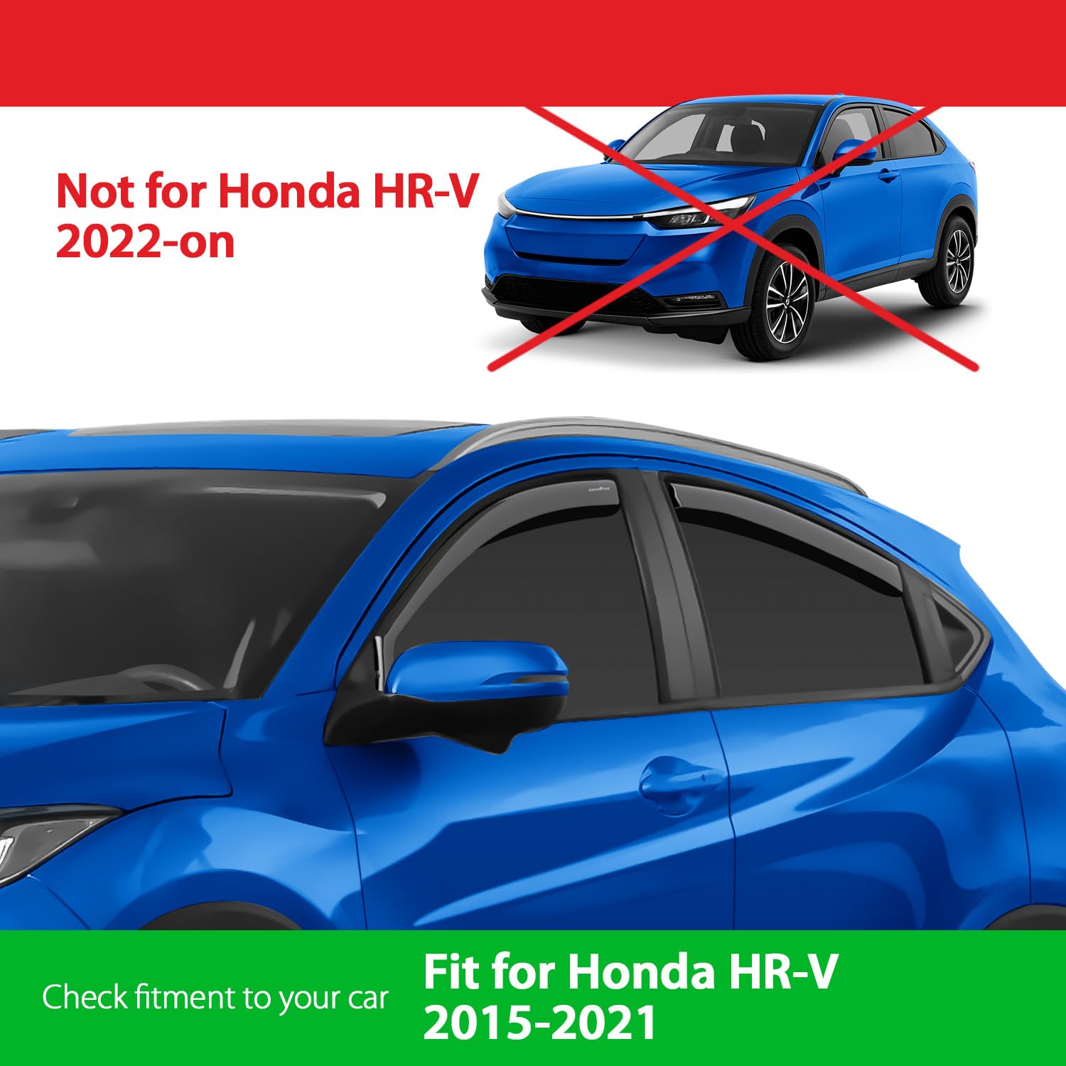 Goodyear Incasso Deflettori antiturbo Compatibile con Honda HR-V 2015-2021- Accessori Auto - Deflettori finestrini - Deflettore Aria Auto - Protezione Meteo - Facilità di Installazione - 4 PZ B