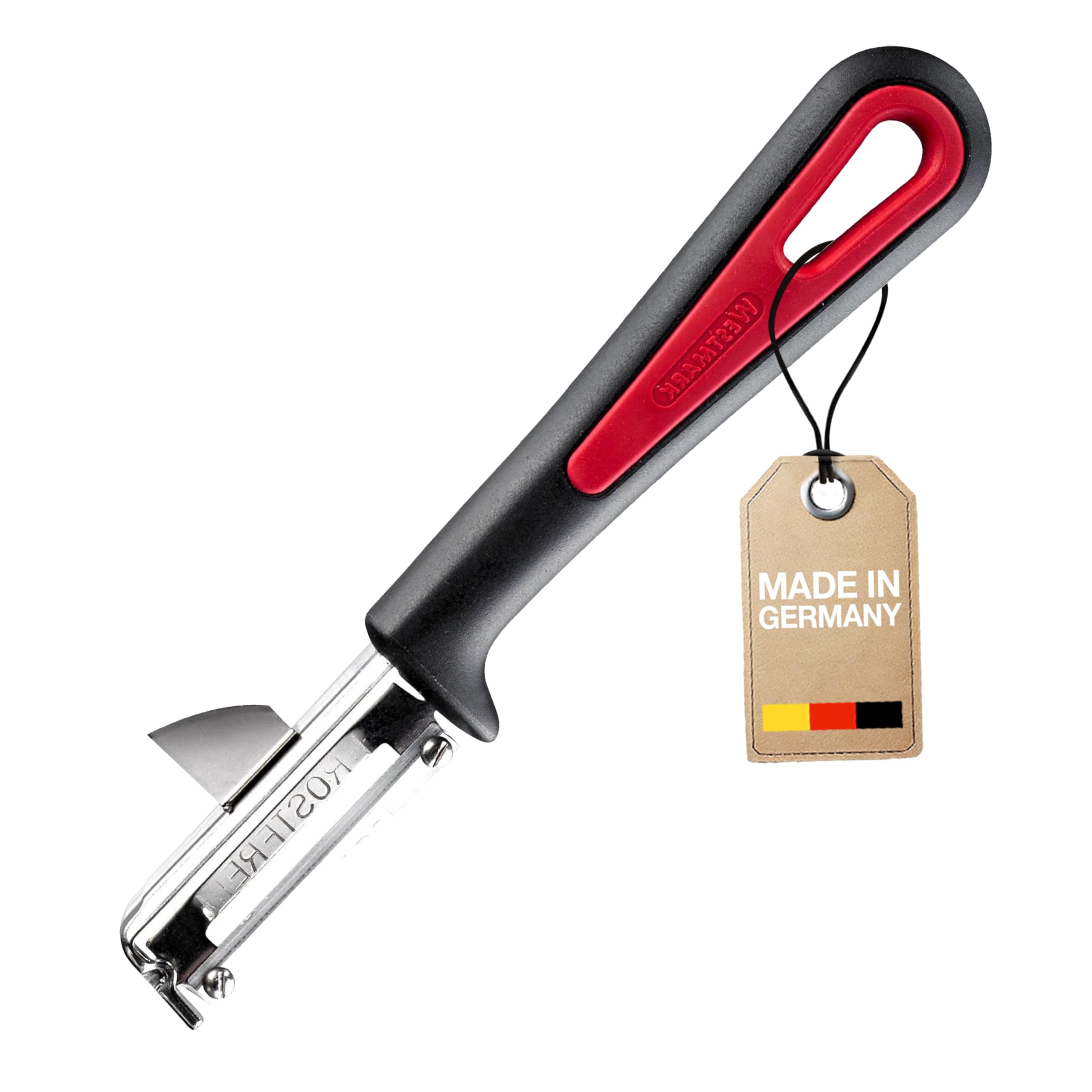 Westmark Black/Silver/Red Universal Peeler, Left-Handed, Gallant, With Screwed-On Stainless Steel Blade, Colour: /, 290322E1
