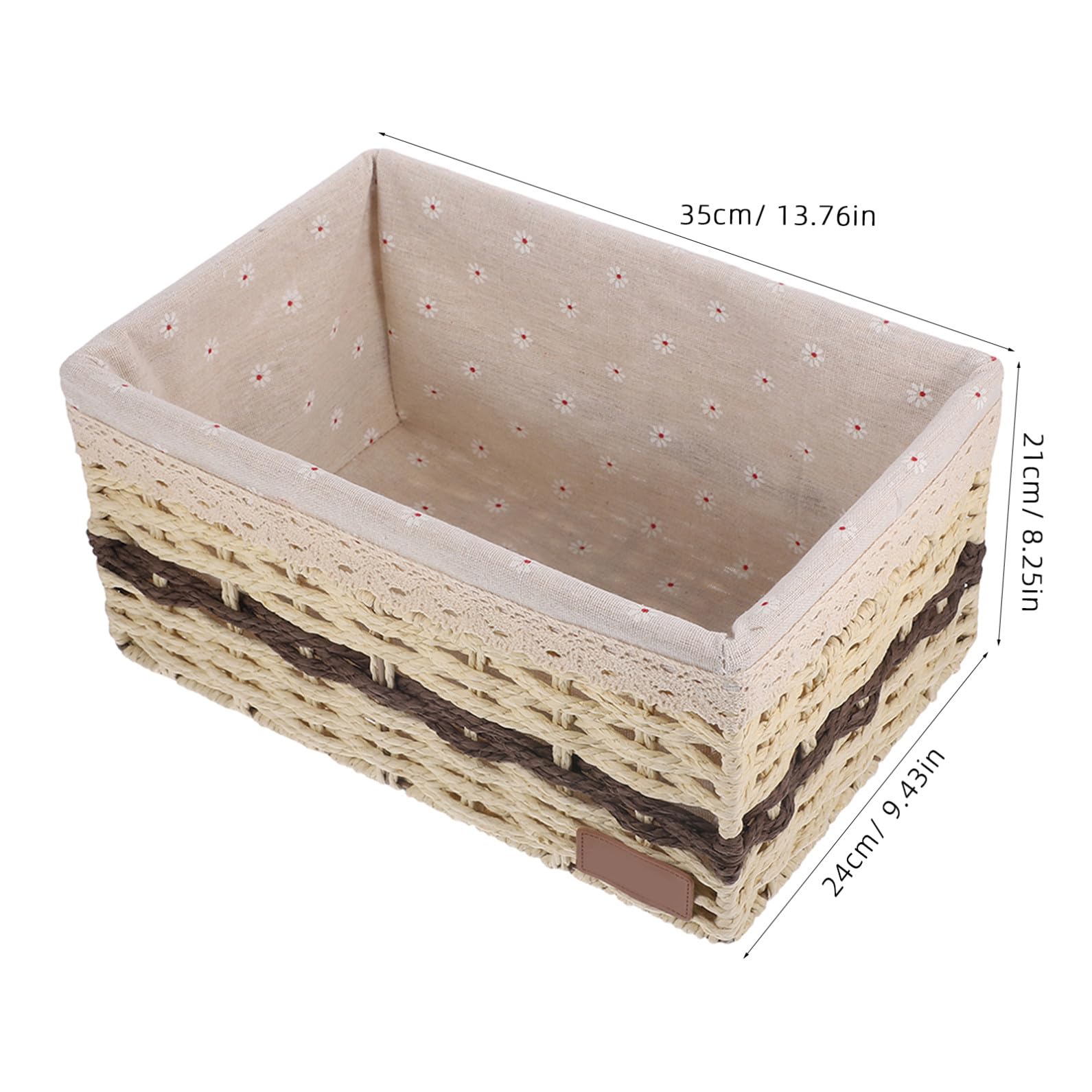 Happyyami Geflochtener Aufbewahrungskorb mit Einlage in Beige | Papier, Eisen und Gewebe, für Kosmetik und Lebensmittel, Dekorativ für Tisch, Feste