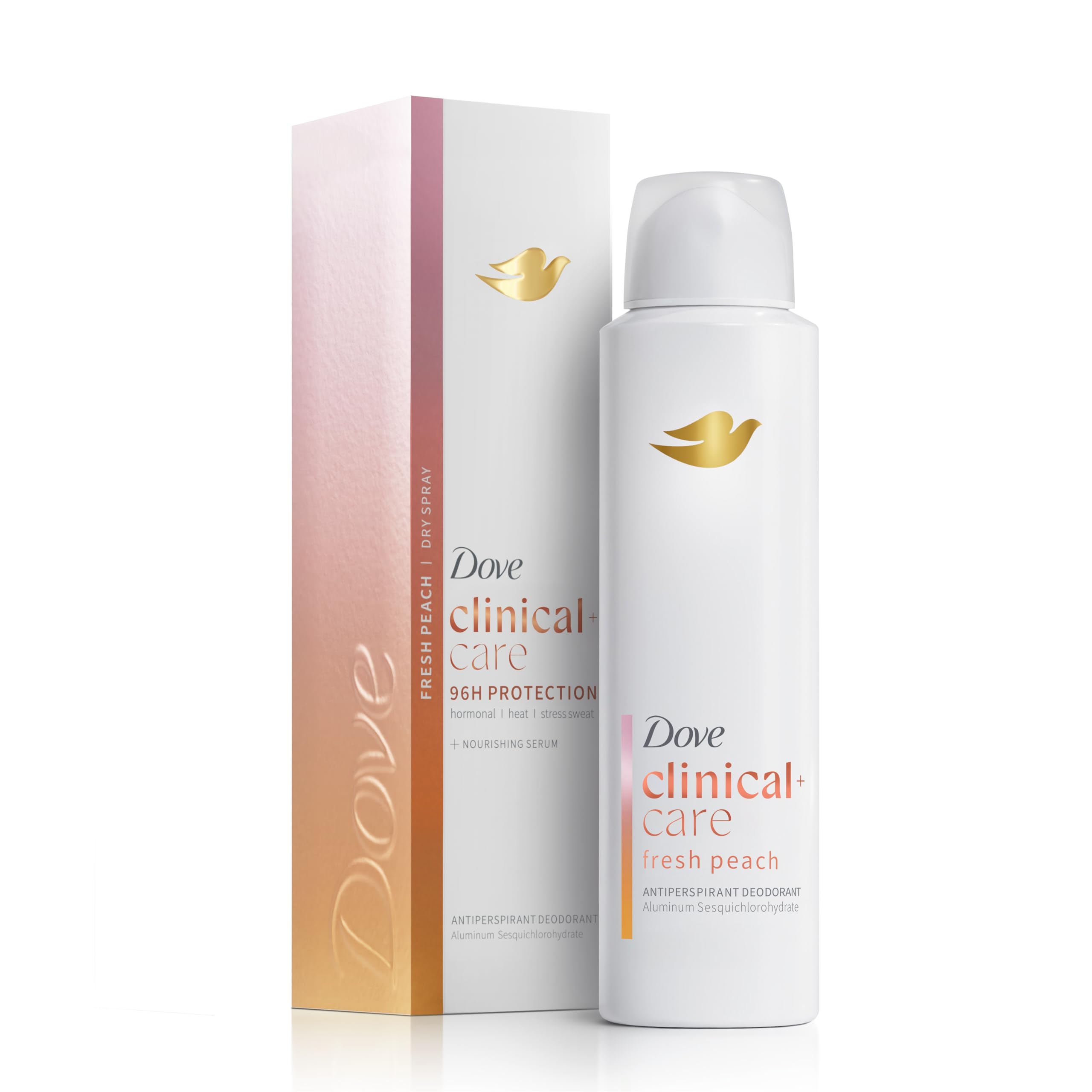 Dove Clinical + Care Antiperspirant Deodorant Dry Spray for Women Fresh Peach with Nourishing Serum 3.8 oz