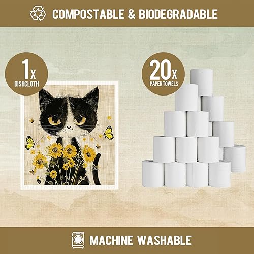 Miniatura 2 de Morigins Paños de cocina suecos para el día de San Valentín paños de esponja de celulosa toallas de papel reutilizables antiarañazos biodegradables