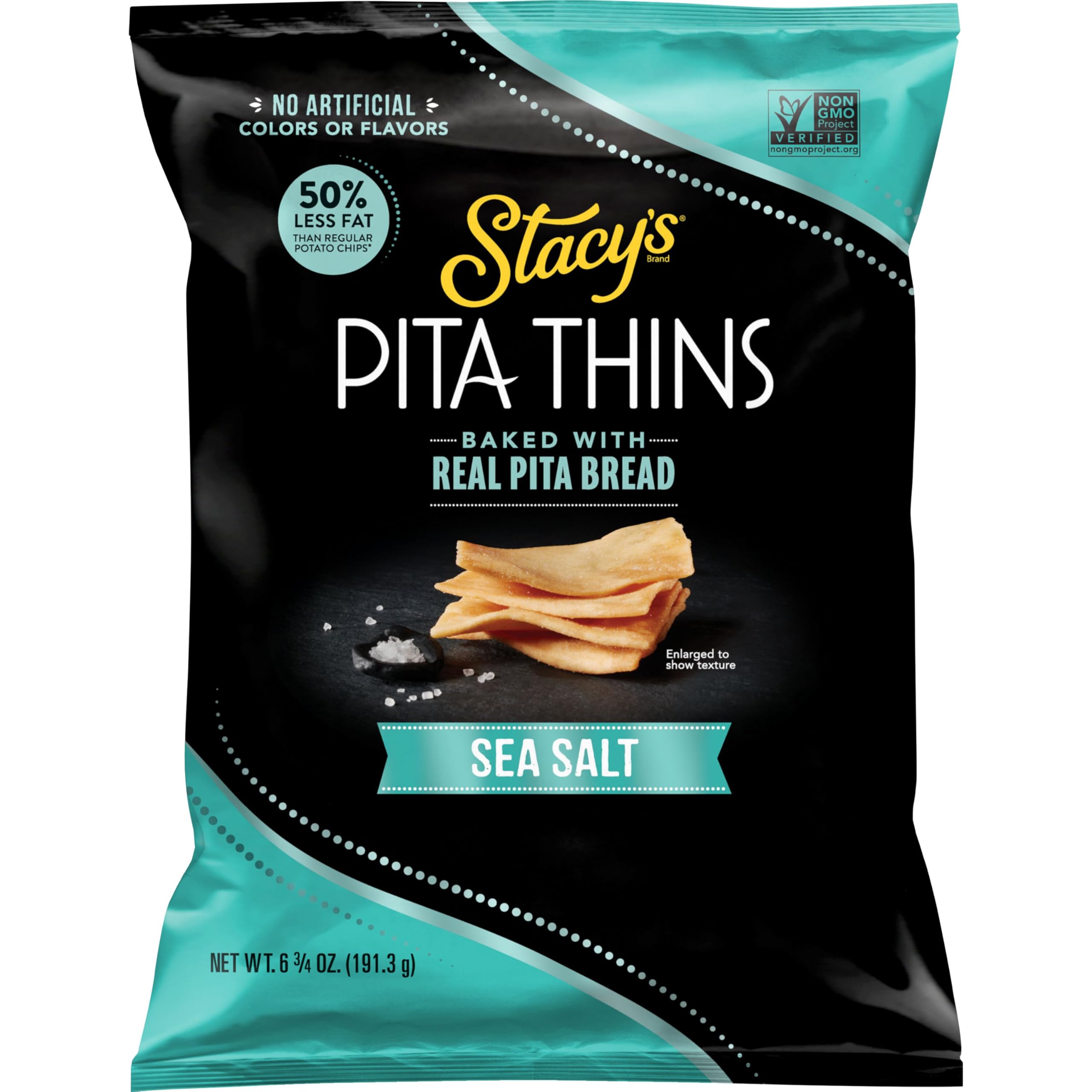 Stacy’s Pita Thins, Sea Salt, No Artificial Colors or Flavors, 6.75oz Bag
