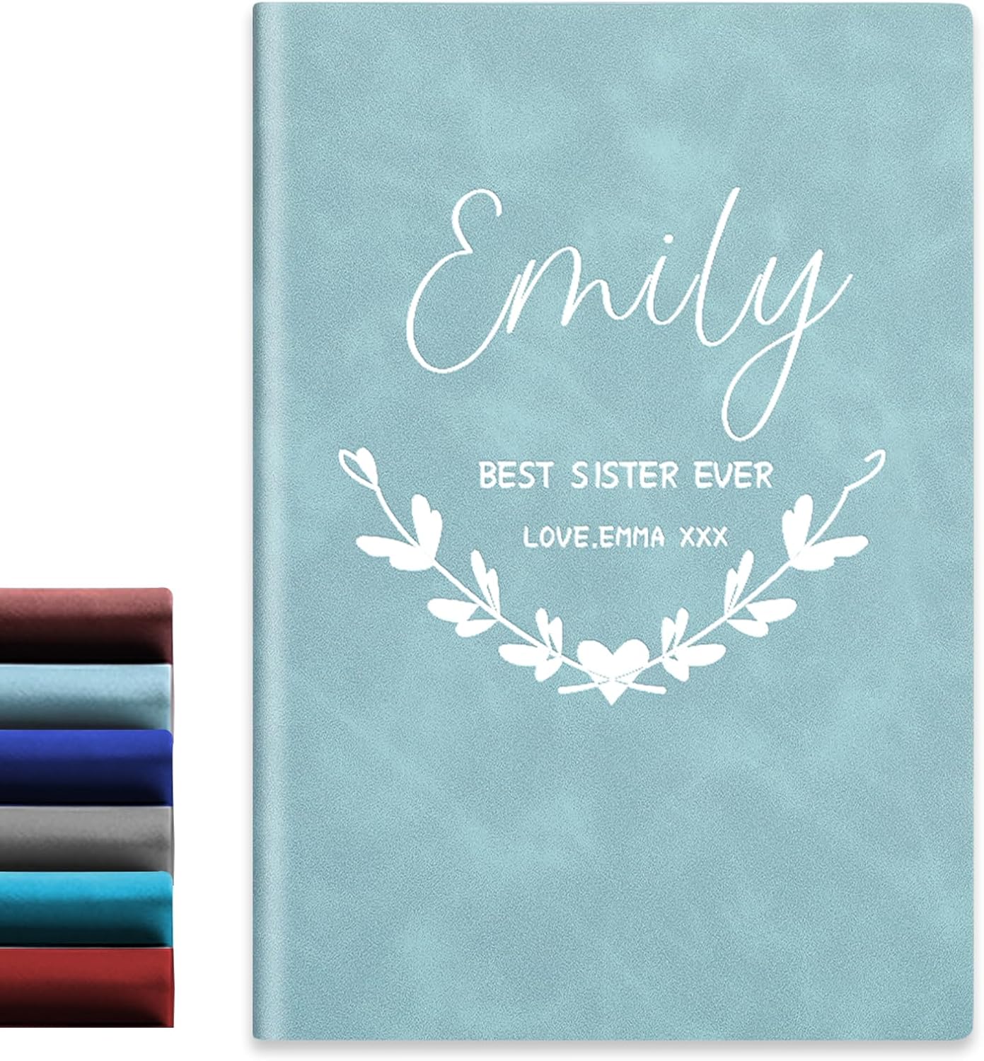 Personalized Leather Journal, Gray, 7 Design to Custom, Notebook for Women, Men, Customized Journals to Write In, Diary for Girls, 2025 Planner (Personalized Design for Women)