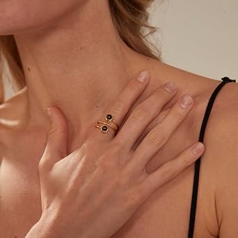PERIMADE Personalized Double Picture Projection Ring for Women, Custom Photo Memorial Open Band, Customized Text & Love in 100 Languages Adjustable Wrap Ring Dainty Stacking Memory Jewelry Gift