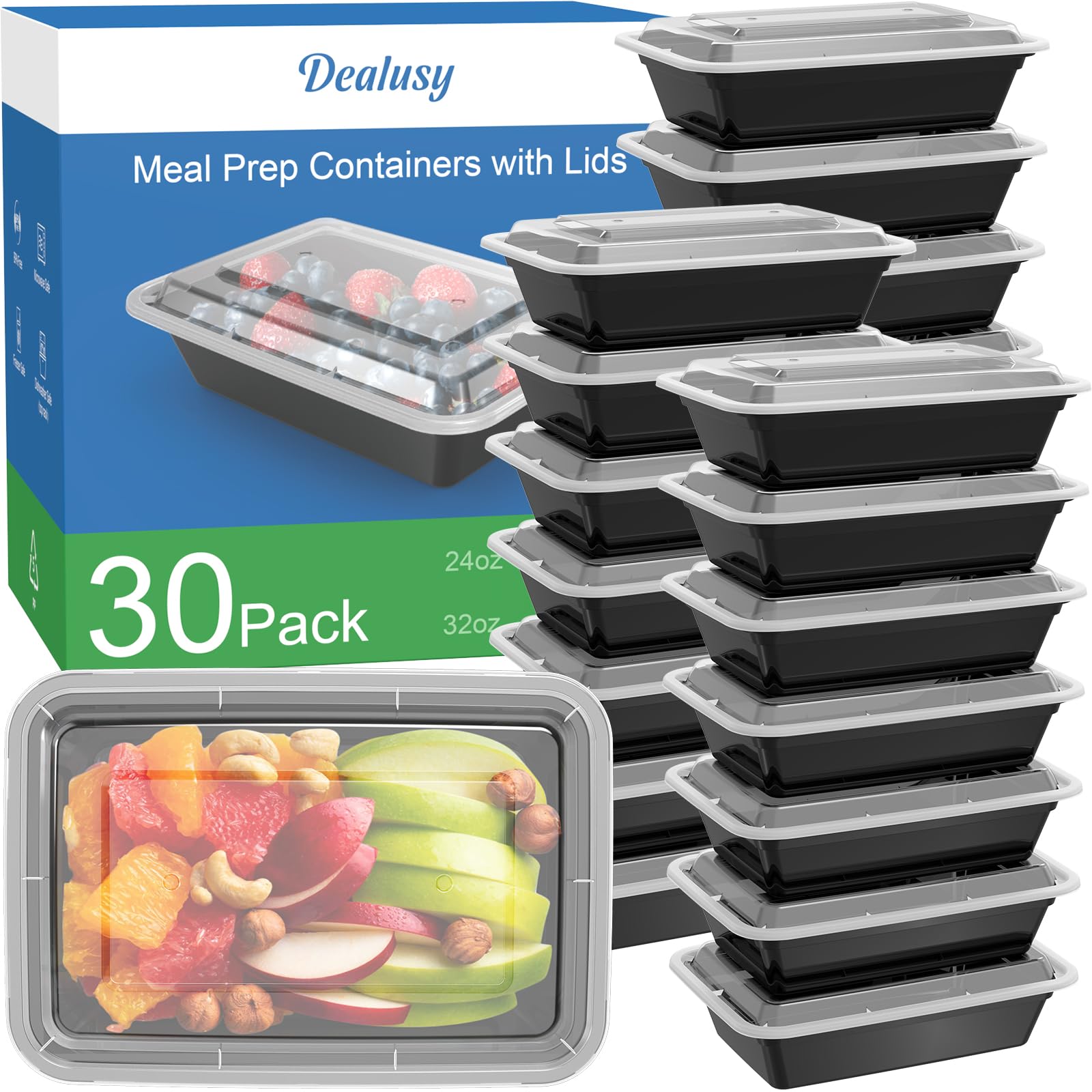 Buy Dealusy 30 Pack 38 oz Meal Prep Containers Reusable with Lids
